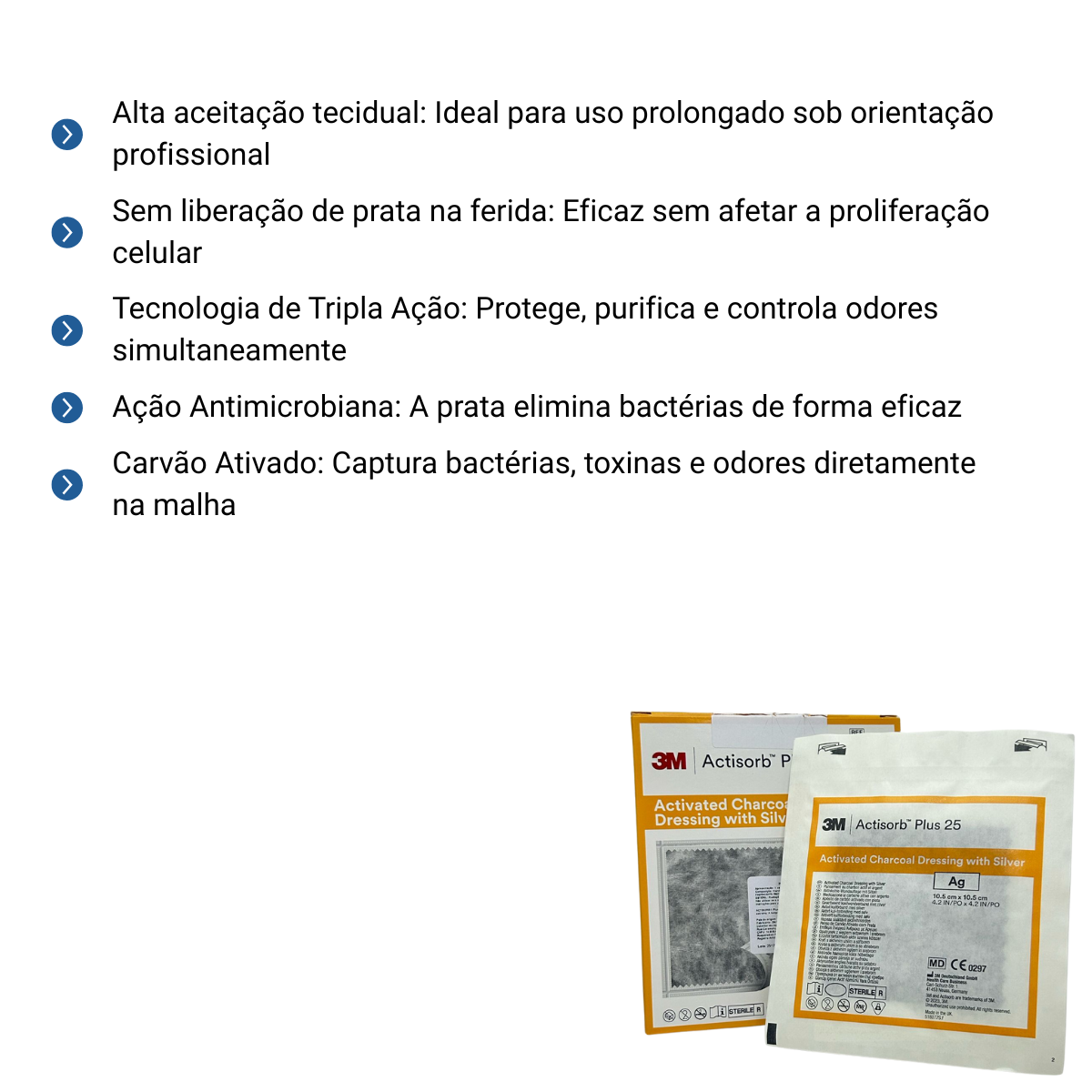 Actisorb Plus 25Com Prata 10,5 cm x 10,5cm - 3M - Produtos Médicos