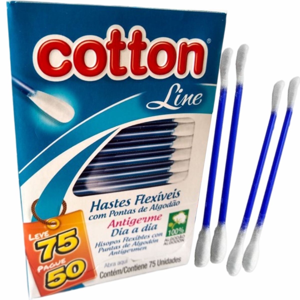 Cotonetes Flexíveis 75 Unidades - Cotton Line - Material Médico - Artigos  Hospitalares