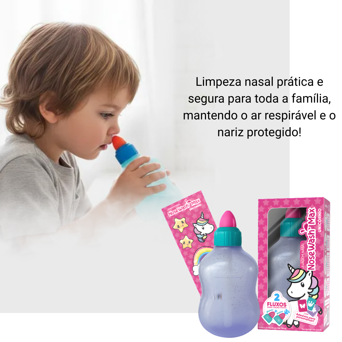 Lavador Nasal NoseWash Max Adulto e Infantil 240ml Unicórnio