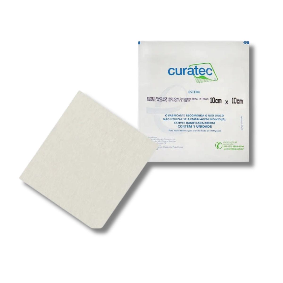 Curativo Alginato de Cálcio e Sódio 10cm x 10cm - Curatec