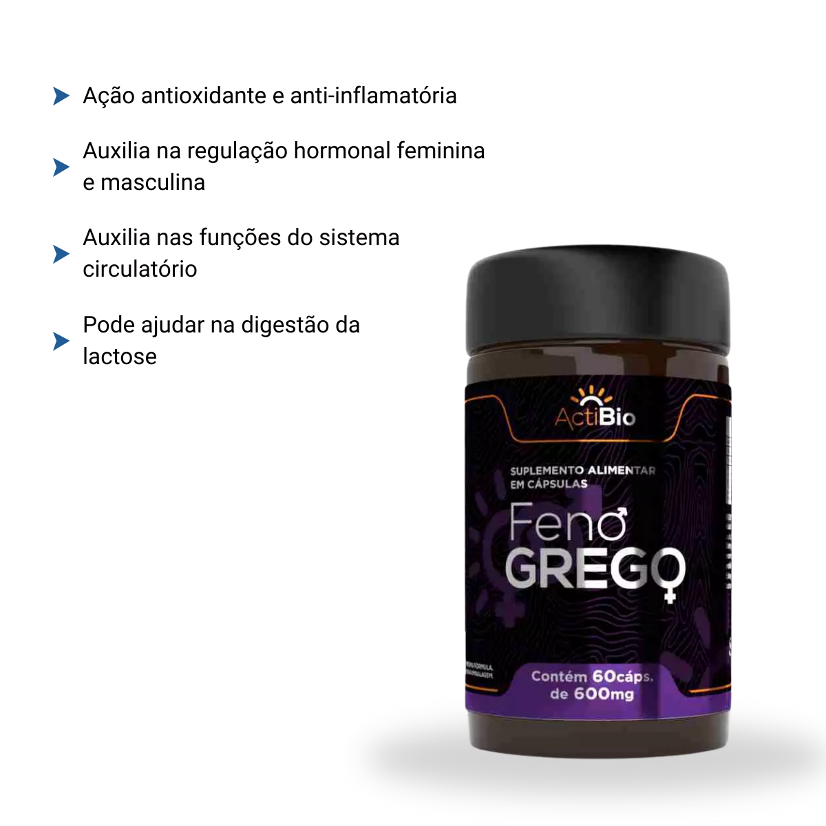 Feno Grego - 60 Caps - ActiBio - Supraervas - RareMed Hospitalar