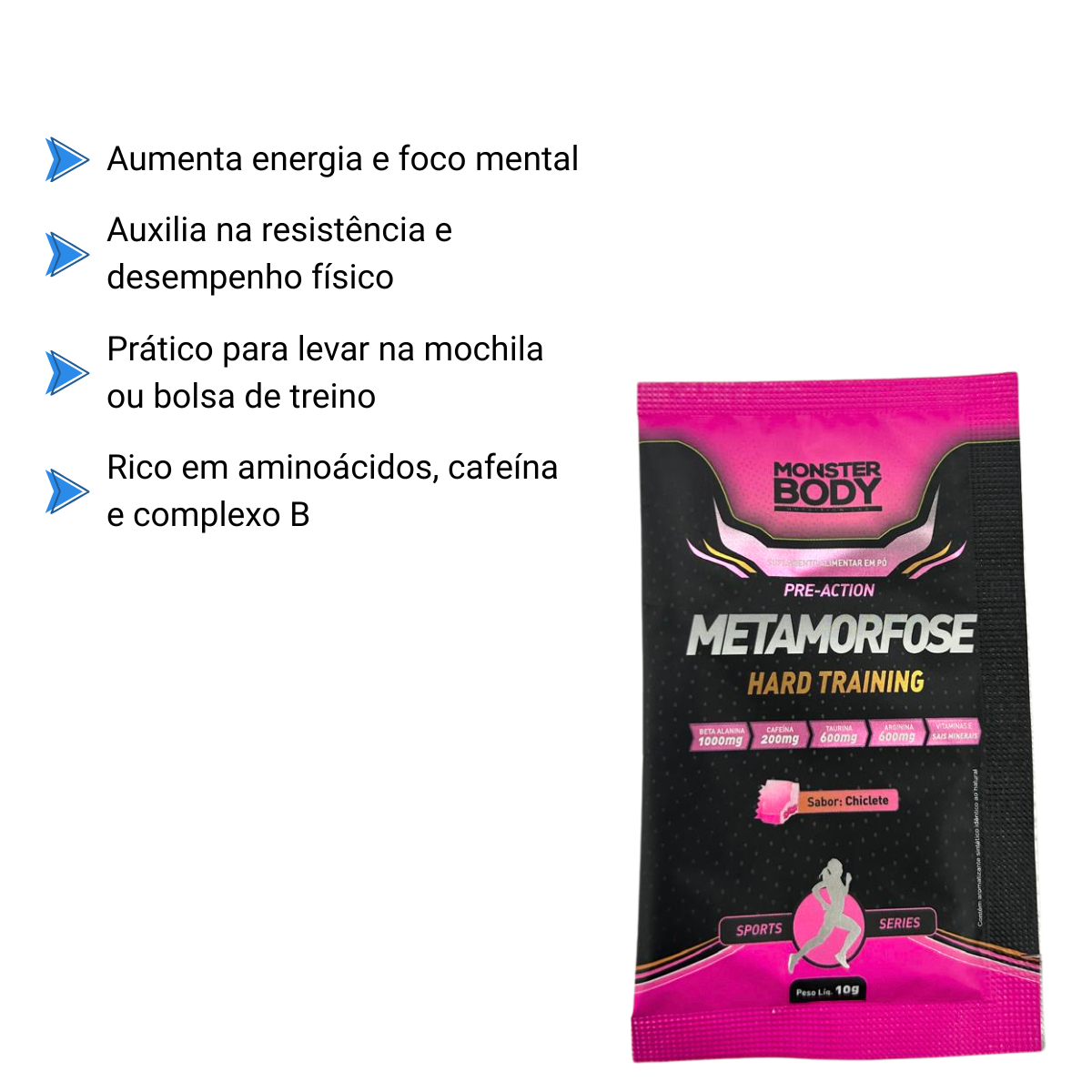 Metamorfose Hard Pré-Treino Chiclete 10g - Monster Body