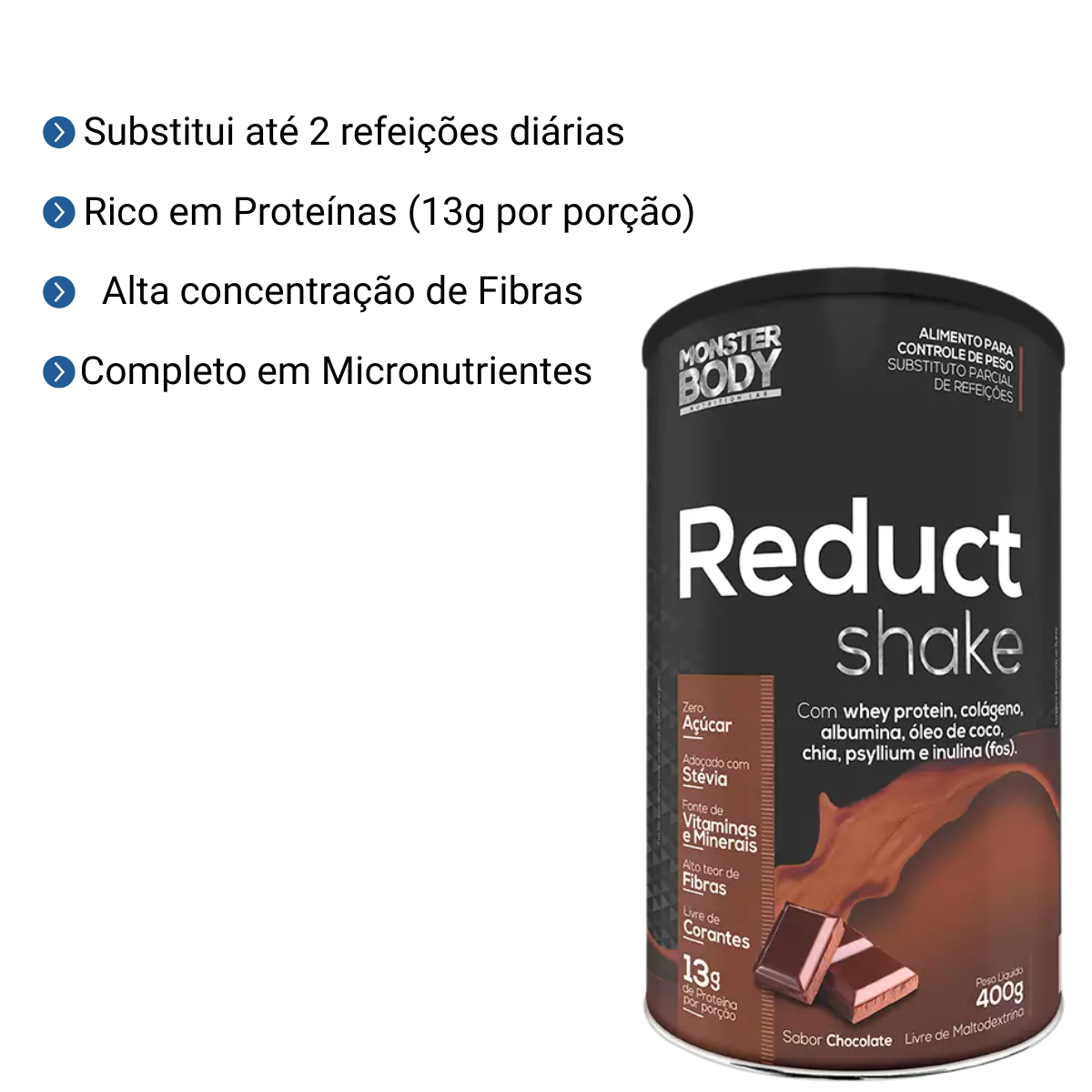 Reduct Shake Chocolate 400g - Monster Body - Supraervas - Produtos