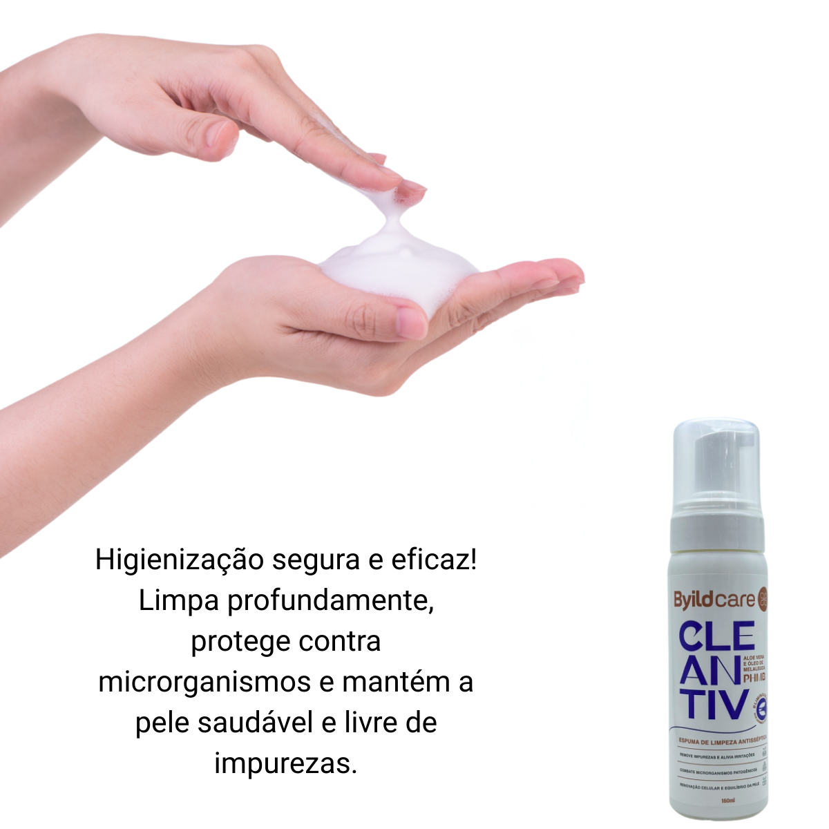 Cleantiv Espuma de Limpeza Antisséptica PHMB 150ml - Byildcare