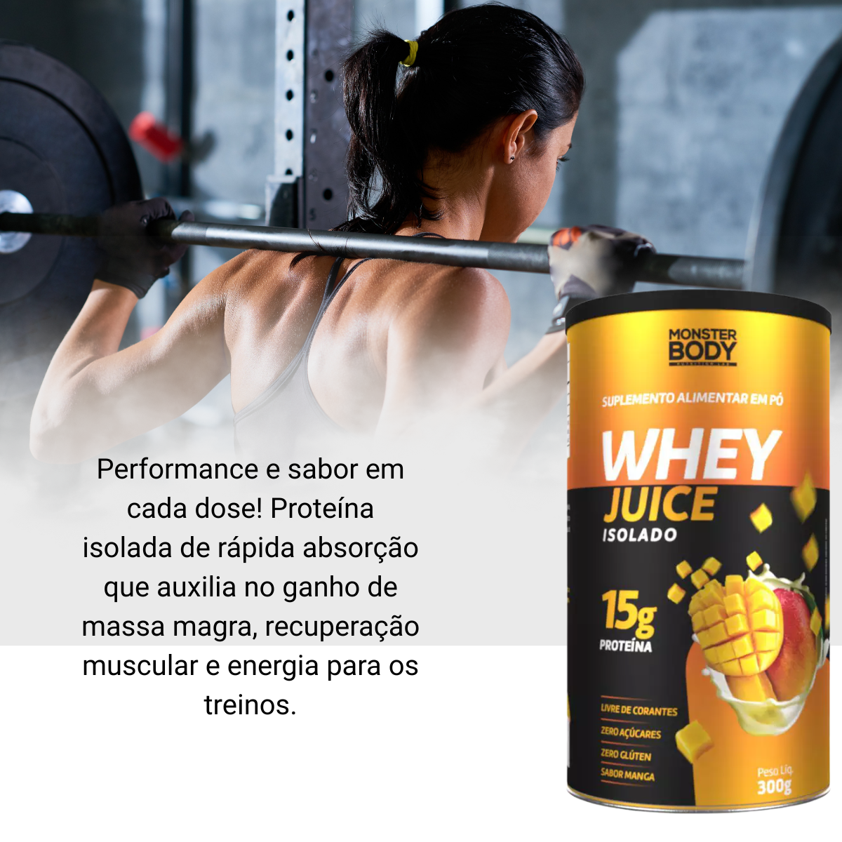 Whey Juice Isolado 300g Manga - Monster Body - Supraervas