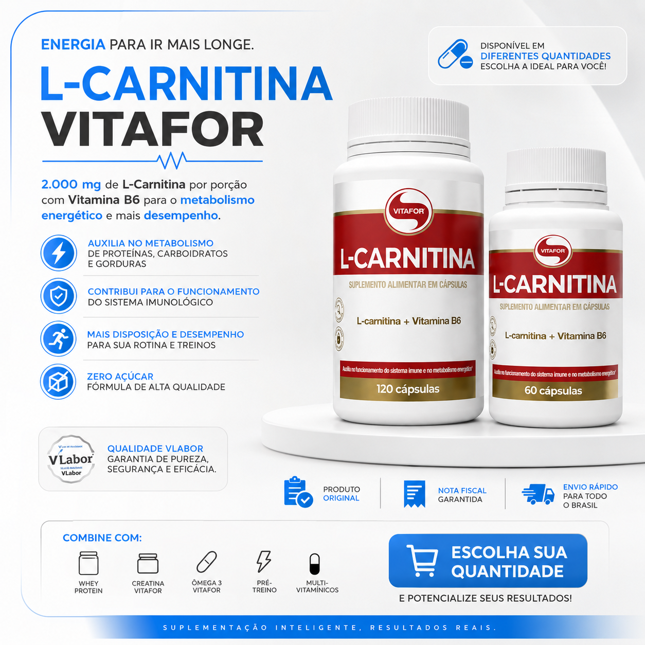 melhor l carnitina do mercado L-Carnitina Vitafor Cápsulas Várias Quantidades - Produtos Médicos e Hospitalares Pro Supps | L-Carnitine Category_Meal Replacement MG:2000 MG