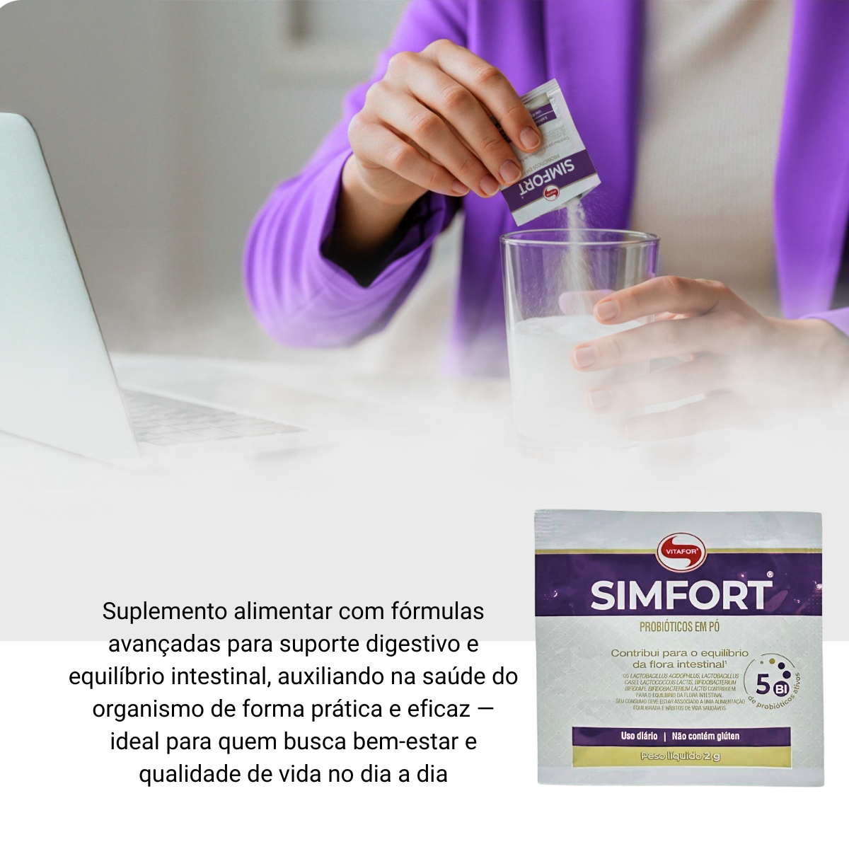 Simfor Probiotik Simfort Probióticos em Pó Sachê 2g - Unidade - Vitafor - Produtos ...