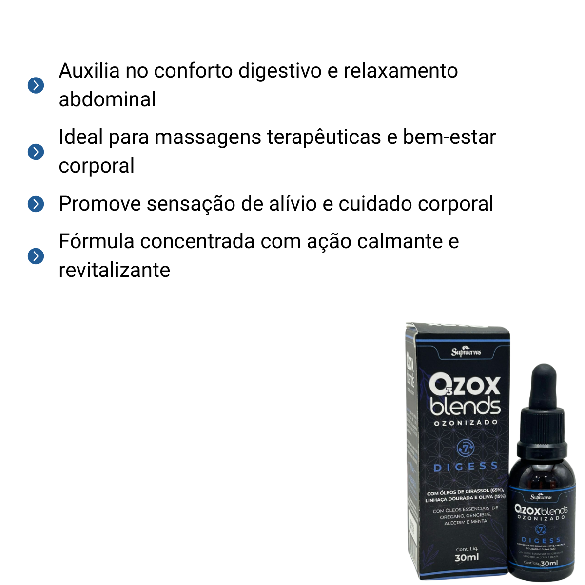 Ozox Blends Ozonizado Digess 30ml - Supraervas - Produtos Médicos