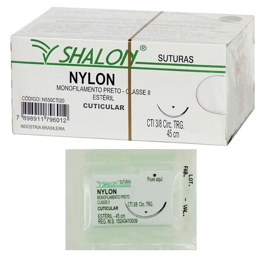 Fio de Sutura Nylon Monofilamento Preto Shalon - 1 Unidade - Material  Médico - Artigos Hospitalares