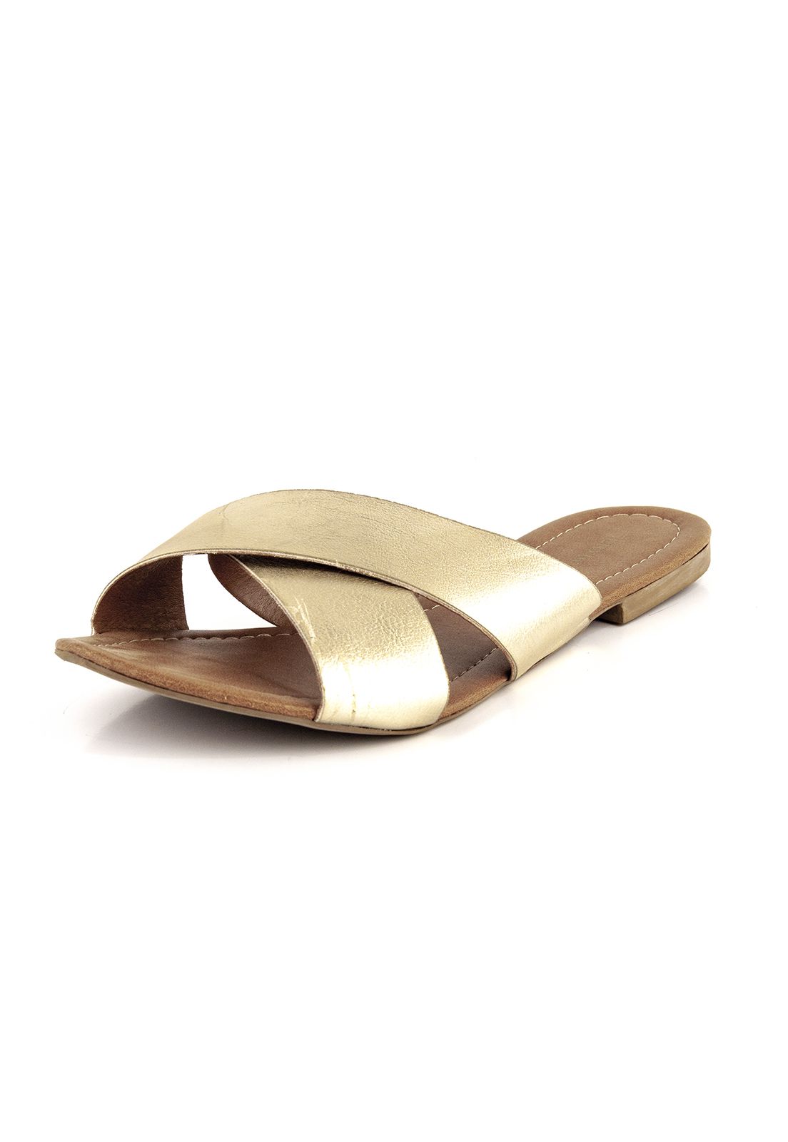 Rasteirinha Luxury Tiras Em X Ouro Light Bendito Conforto