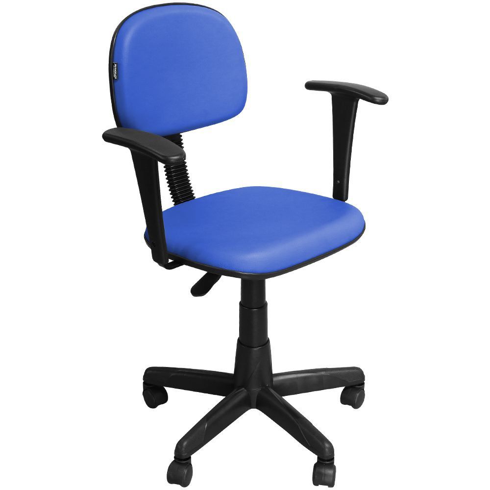 Cadeira Escritório Secretária com Braço Azul Giratória com Regulagem de  Altura - Pethiflex - Pethiflex