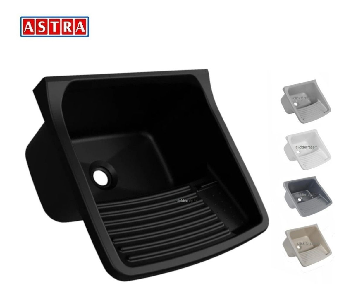 Tanque Plástico 22l Para Lavar Roupas Astra + Kit Instalação - clickferragem