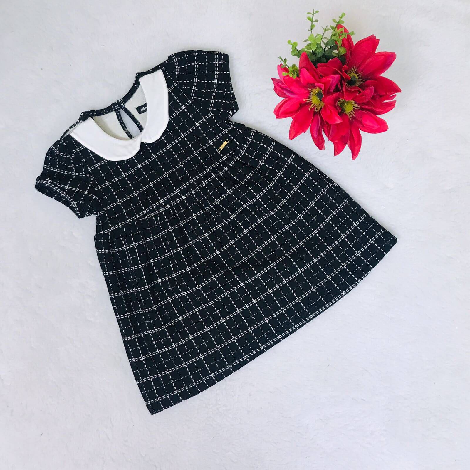 VESTIDO ANIMÊ PIED PULE PRETO E BRANCO - Vip kids