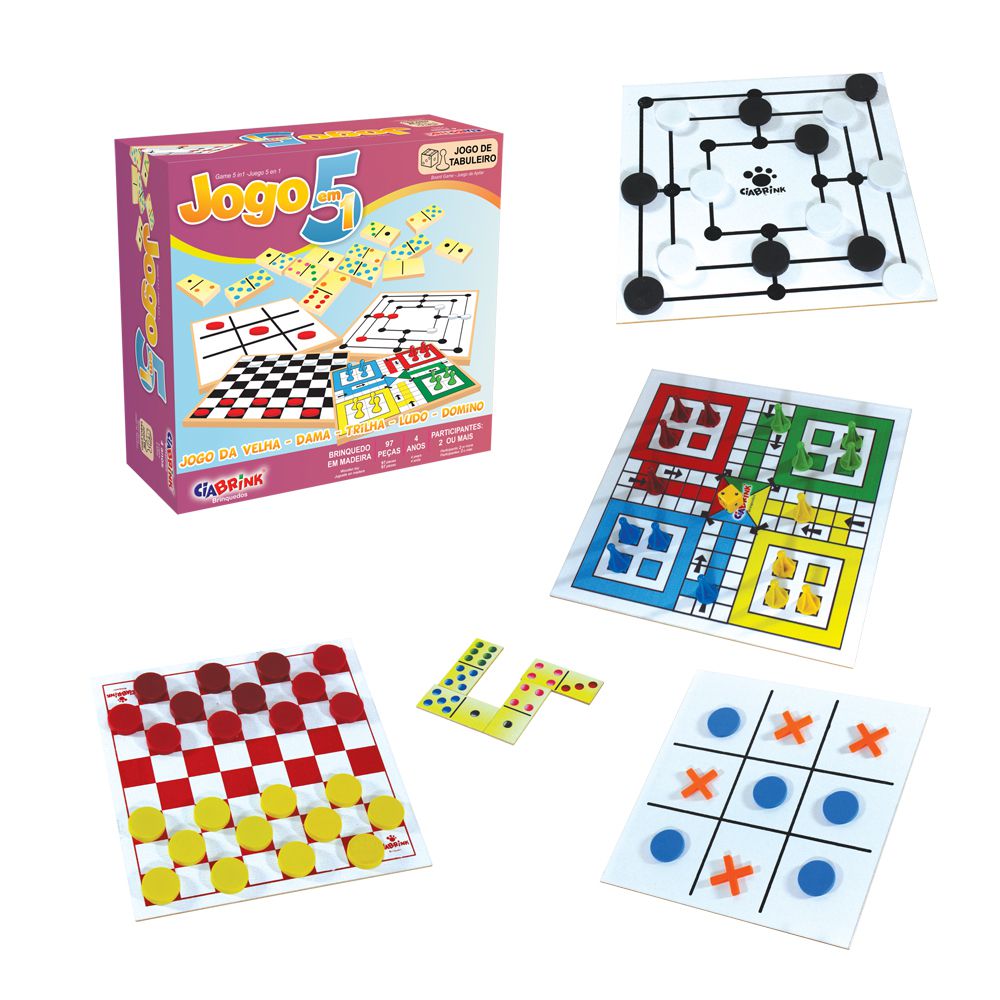 Jogo Tabuleiro 3 Jogos Dama Ludo Trilha Madeira - Brinquedos