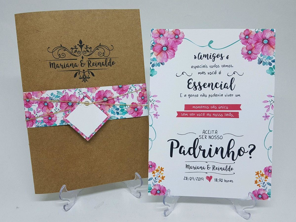 Convite colorido padrinhos flores - Atelie da Lola Conviteria - convites  casamento debutante bodas