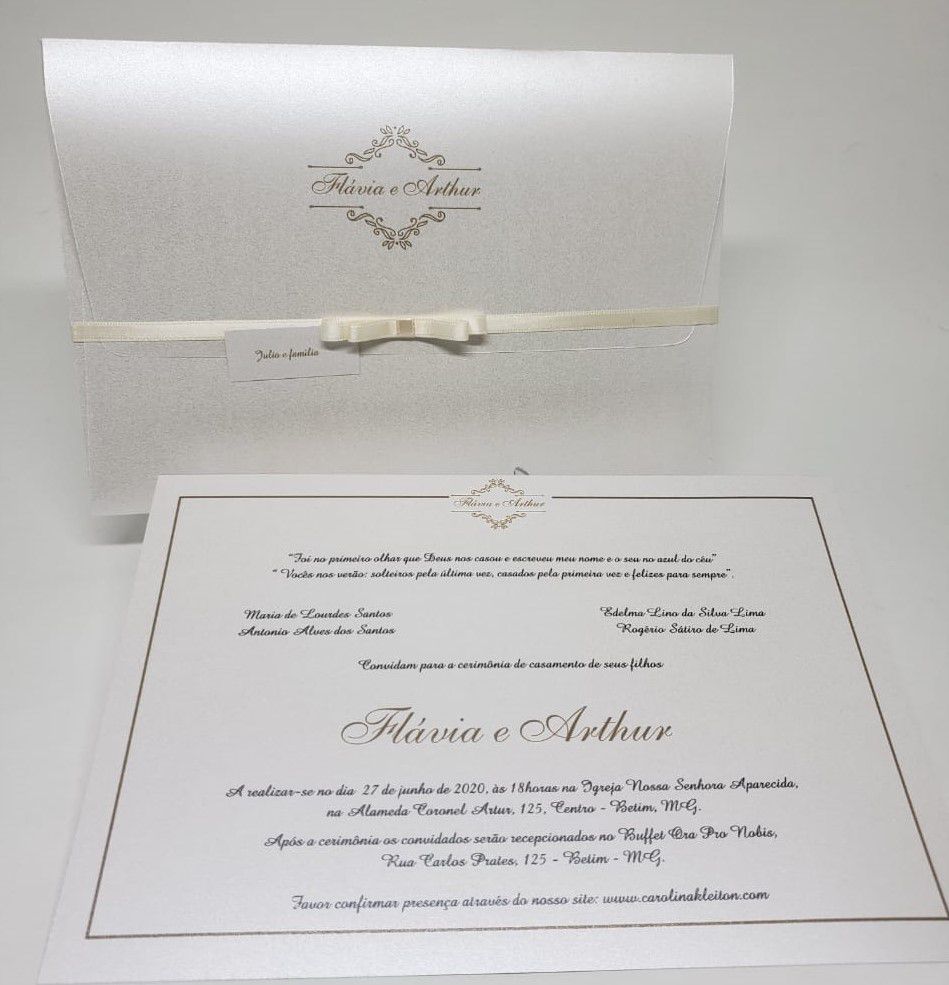 Convite casamento simples em papel Aspen perolado - Atelie da Lola  Conviteria - convites casamento debutante bodas