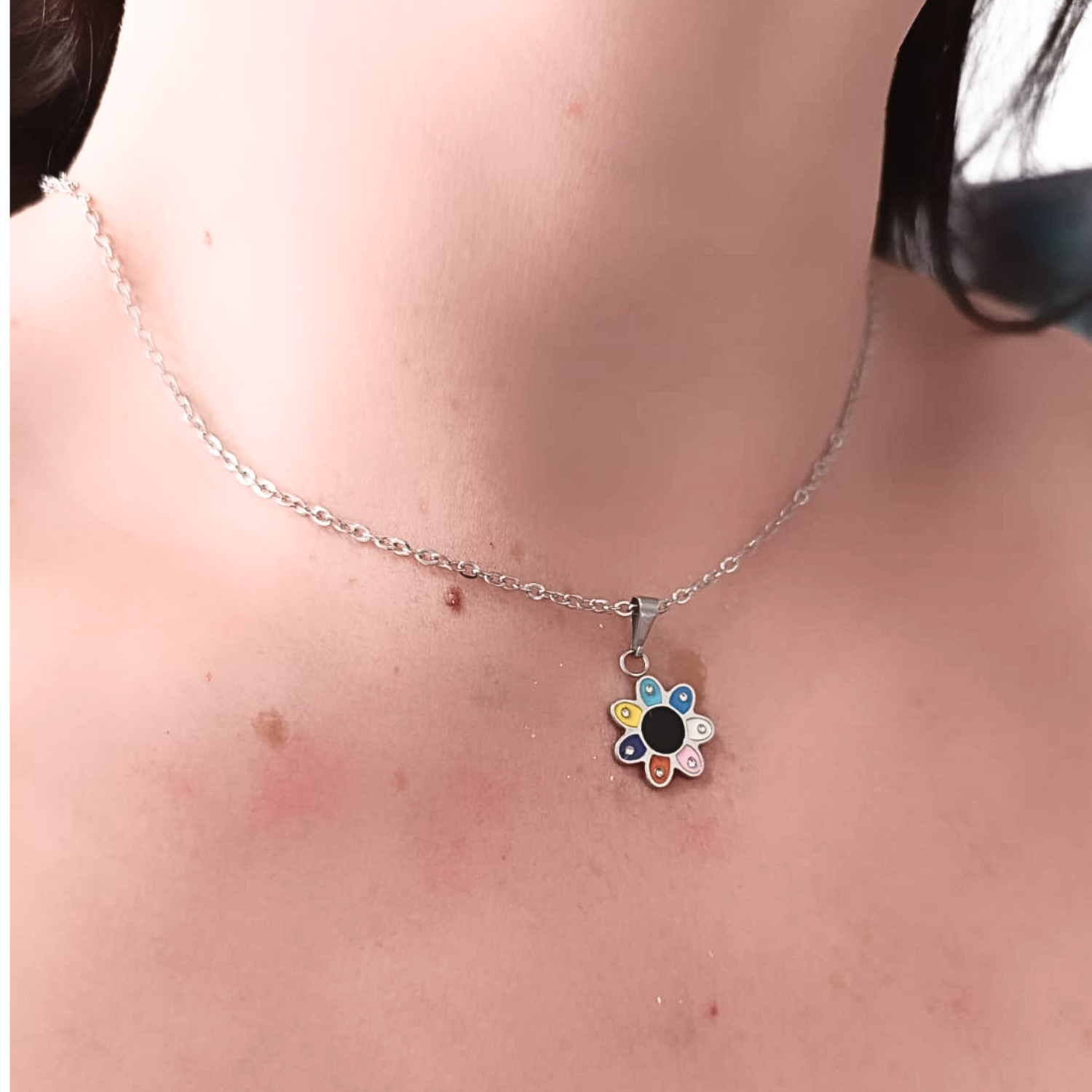 Colar Choker Teen Flor Multicolor - Aço Antialérgico - Moriá Joias em ...