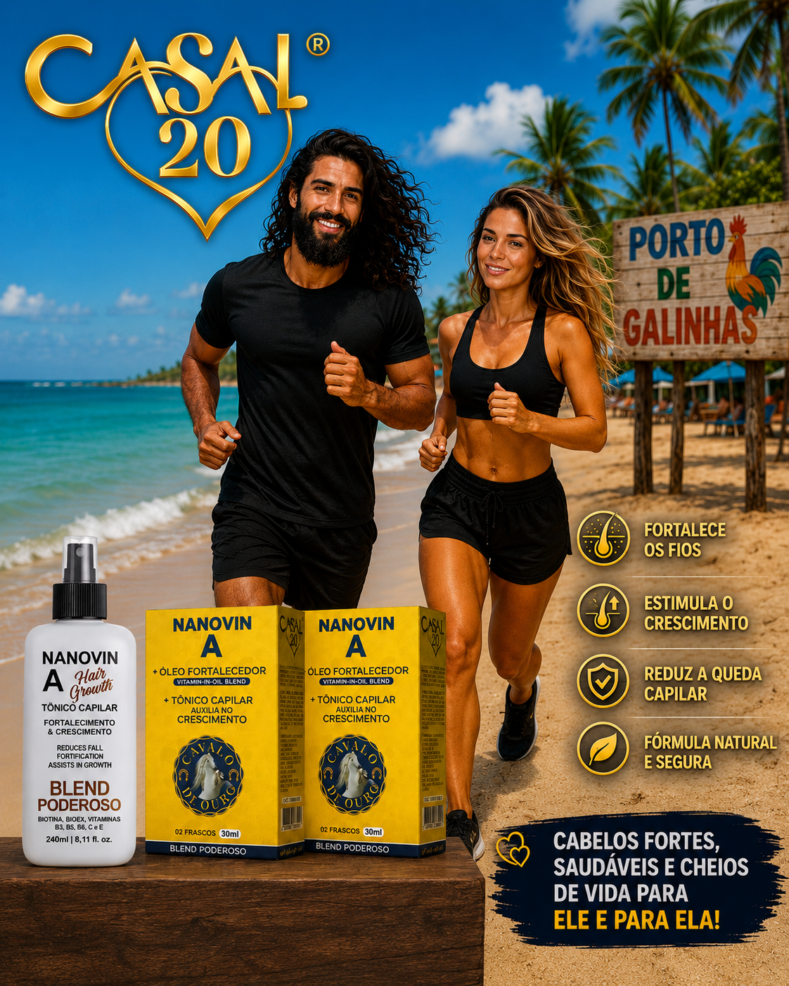 💇‍♀️Supremo Nanovin: 1 Tônico240ml + 2 Kits Duo | Economize Já