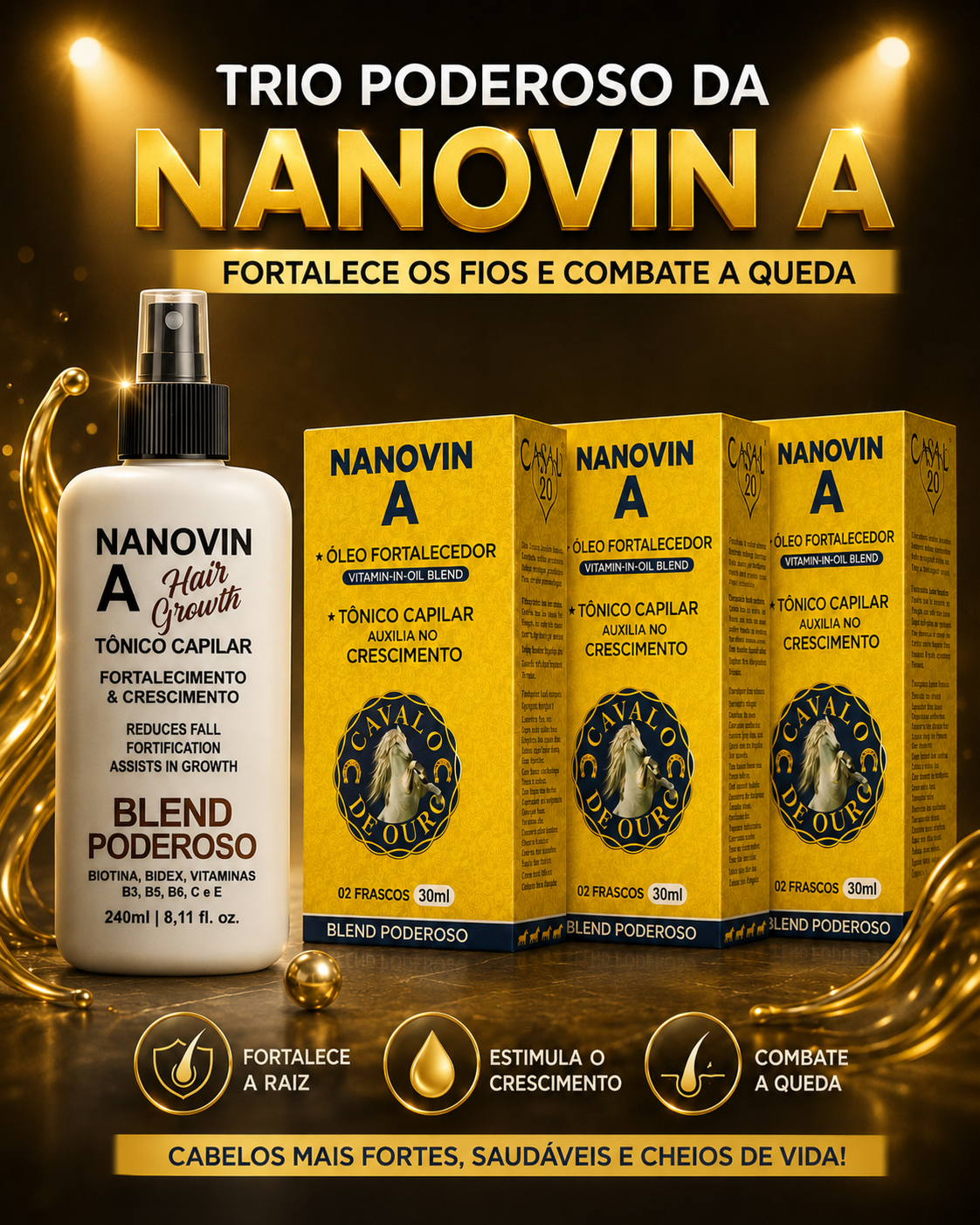 Super Promoção Tônico poderoso 240 ml + 03 Dupla Casal 20 - Tônico