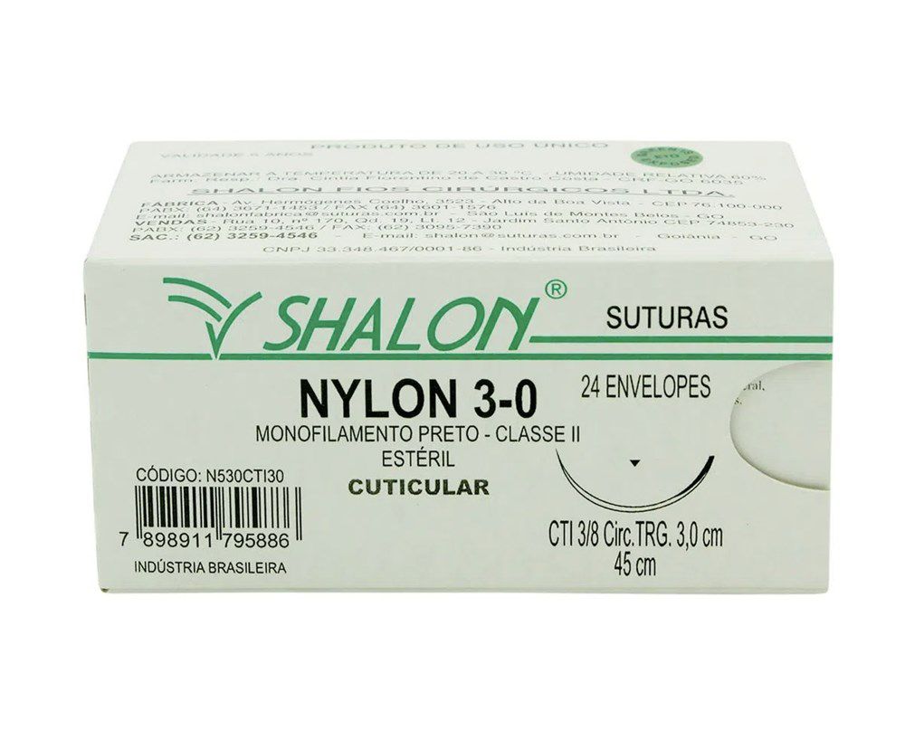 Fio Nylon 3-0 C/Ag.3 Cti Cx c/24 un - Shalon - EniFar Hospitalar