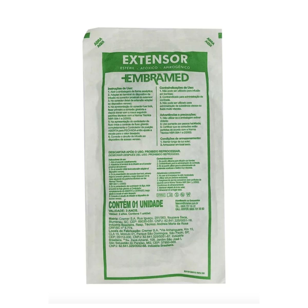 Tubo Extensor 0,40 Cm - Embramed - EniFar