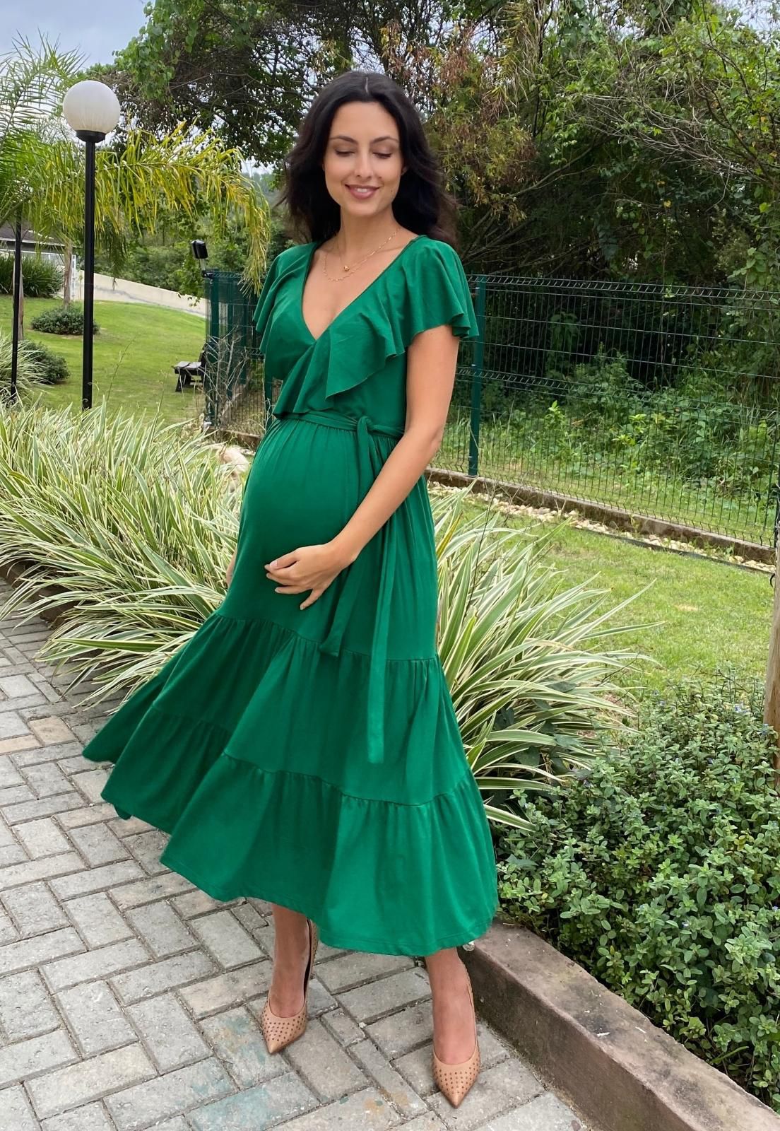 Vestido Gestante Amamentação Isadora Verde - Whyalla