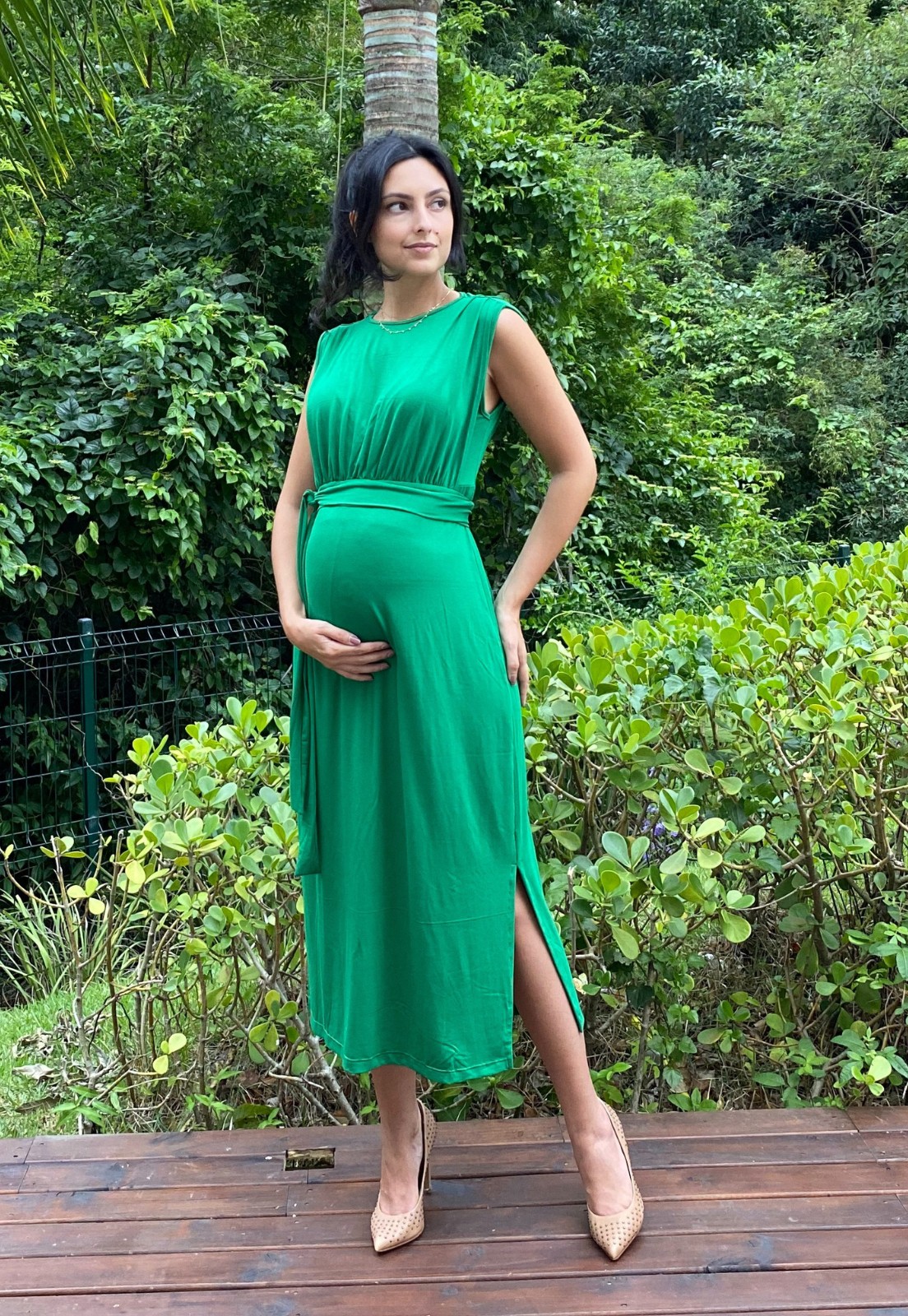 Vestido Gestante Amamentação Betina Verde - Whyalla | Moda Gestante e Moda  Feminina