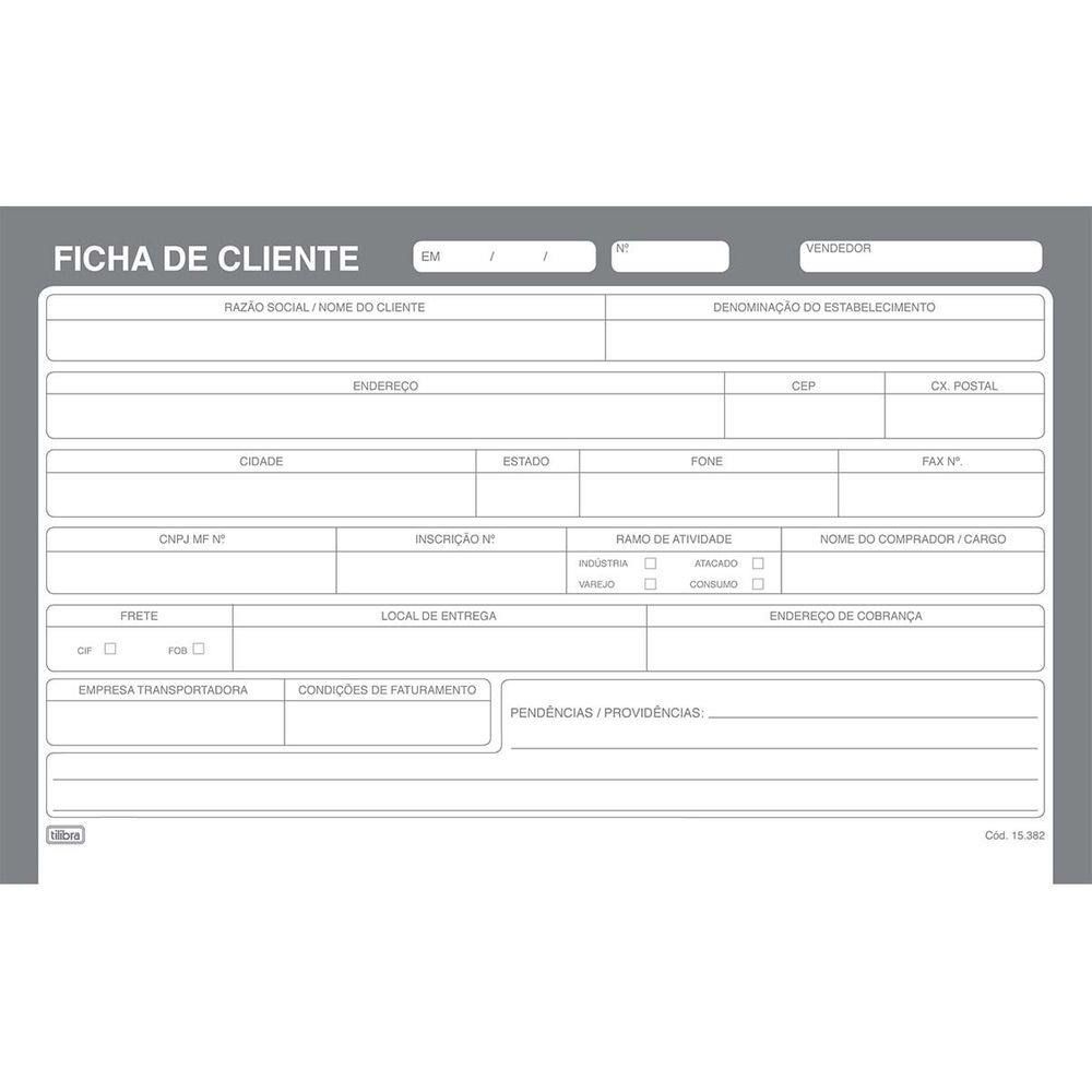 Ficha De Cliente N3 5x8 100f Tilibra Barra Soluções Informática E Papelaria 5070