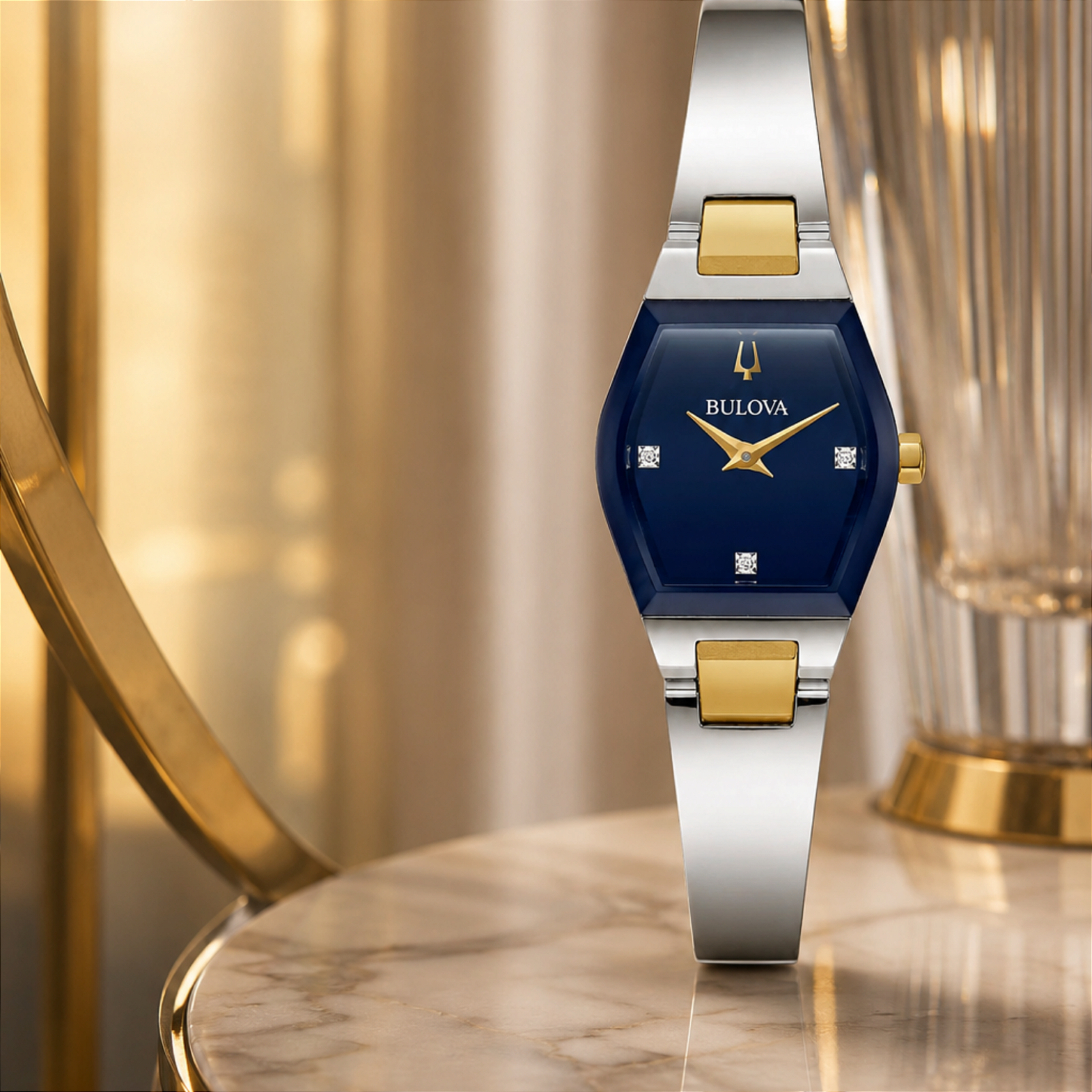 Bulova 98P218 Feminino Azul Diamantes Cristal Mineral - Relojoaria ...