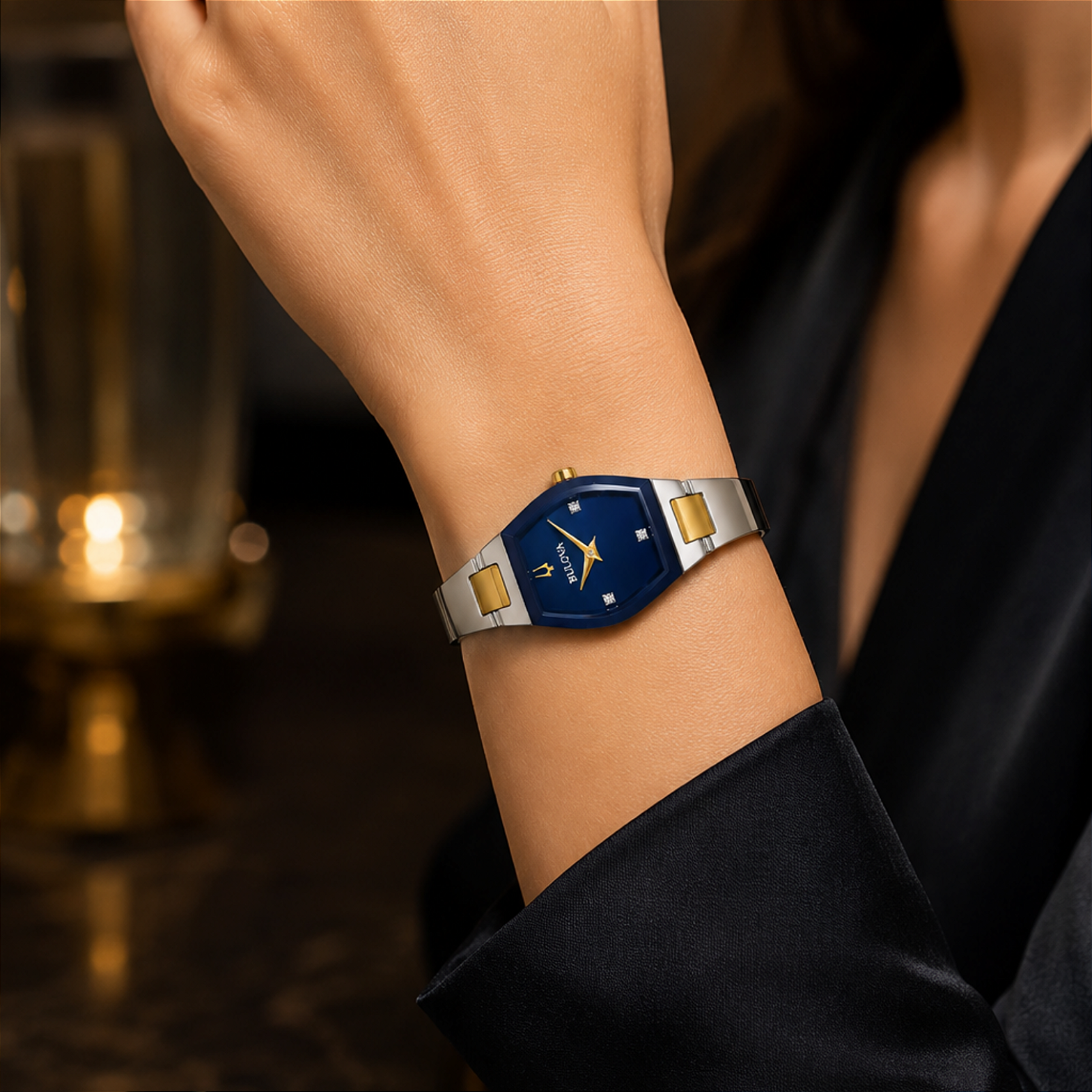 Bulova 98P218 Feminino Azul Diamantes Cristal Mineral - Relojoaria