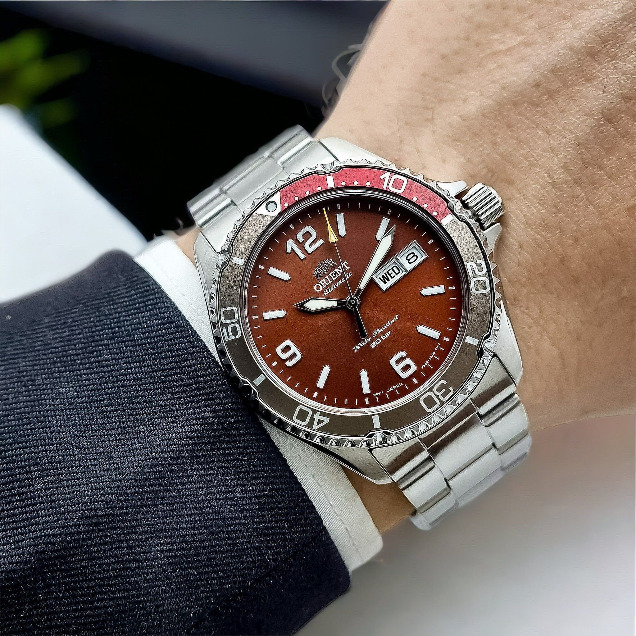 Orient Mako Automático RA-AA0820R39B Bordô Safira 200m