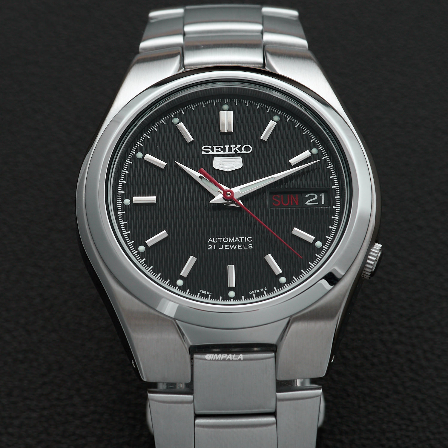 Seiko 5 SNK607 Automático Preto 37mm com Fundo Rosqueado