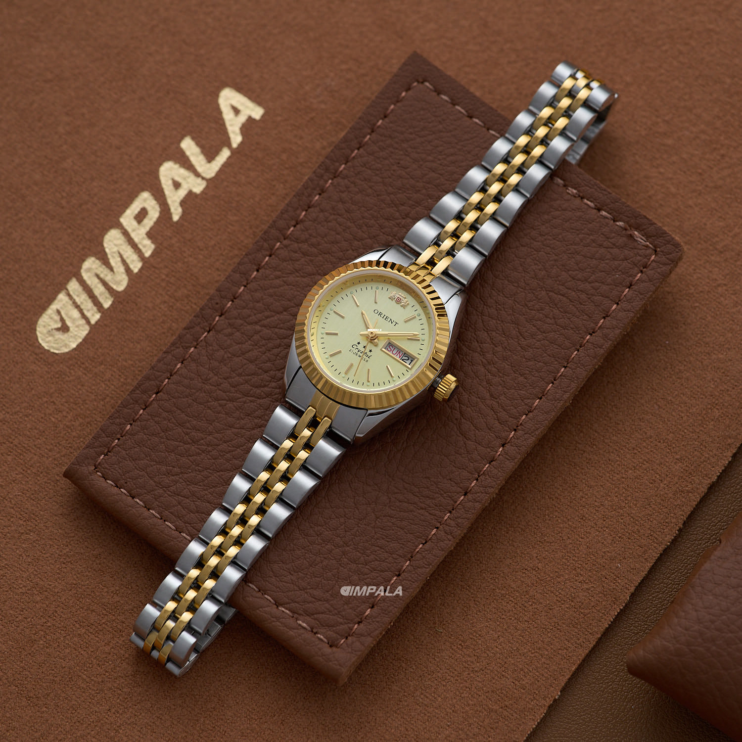 Orient 3 Stars Automático Feminino 559EB3NH Champanhe IP Gold