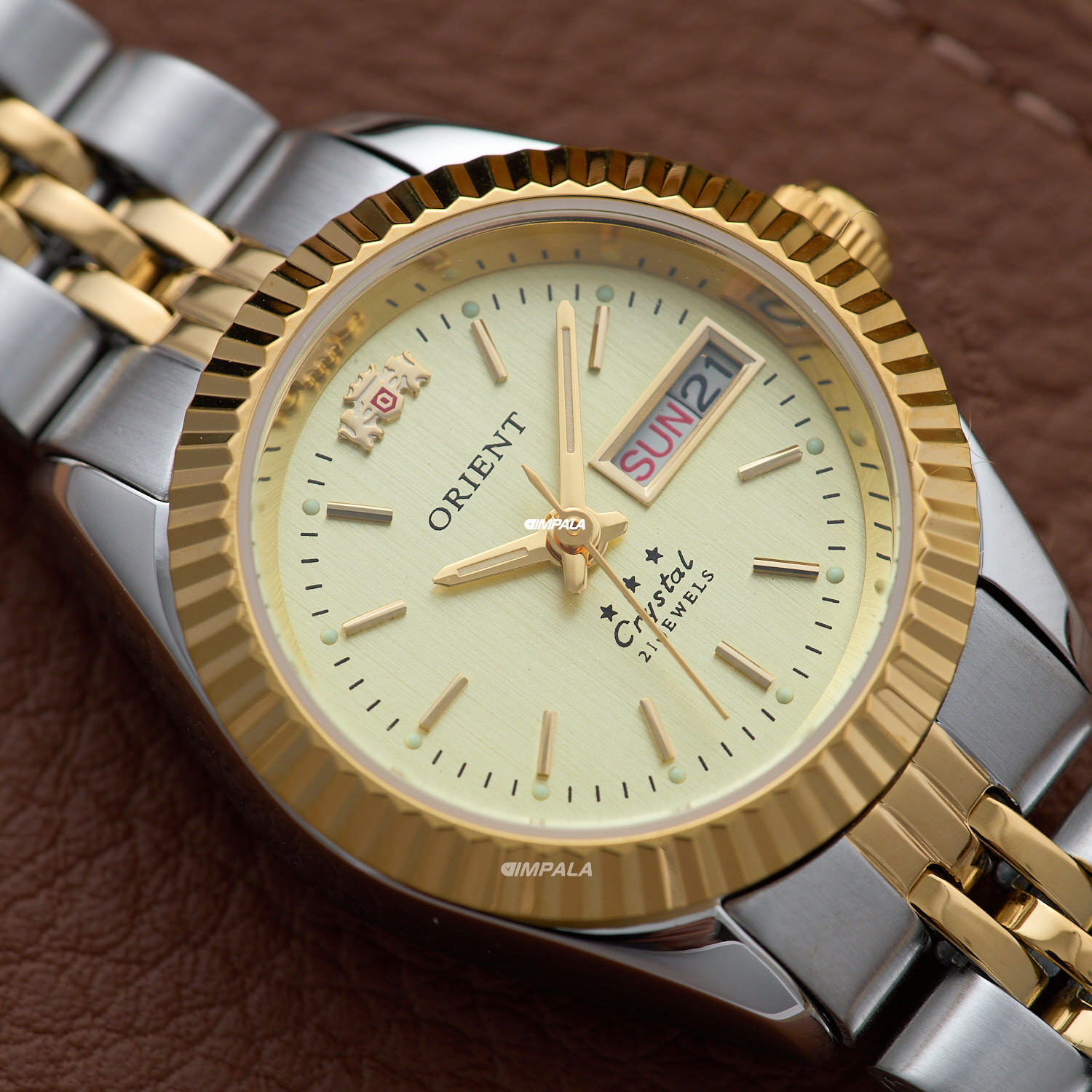 Orient 3 Stars Automático Feminino 559EB3NH Champanhe IP Gold