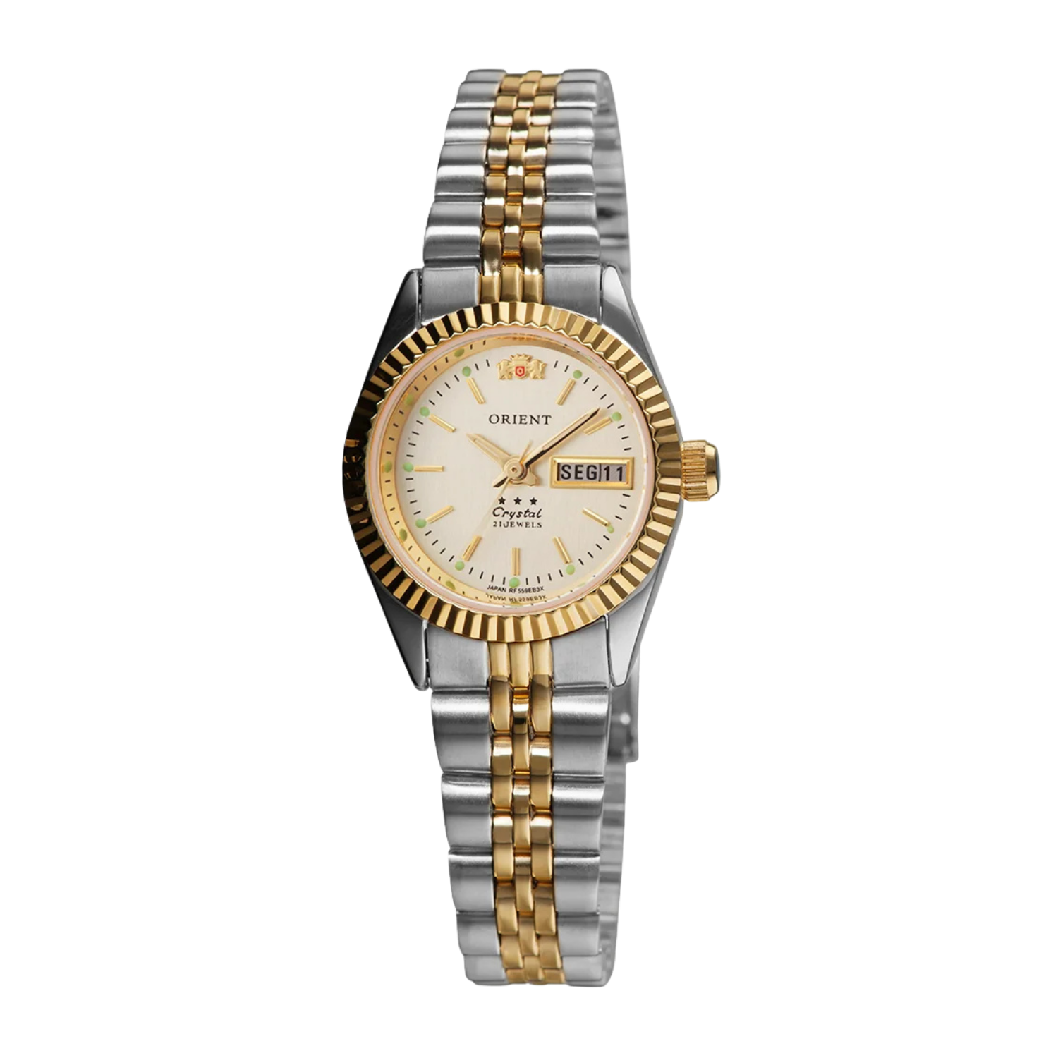Orient 3 Stars Automático Feminino 559EB3NH Champanhe IP Gold