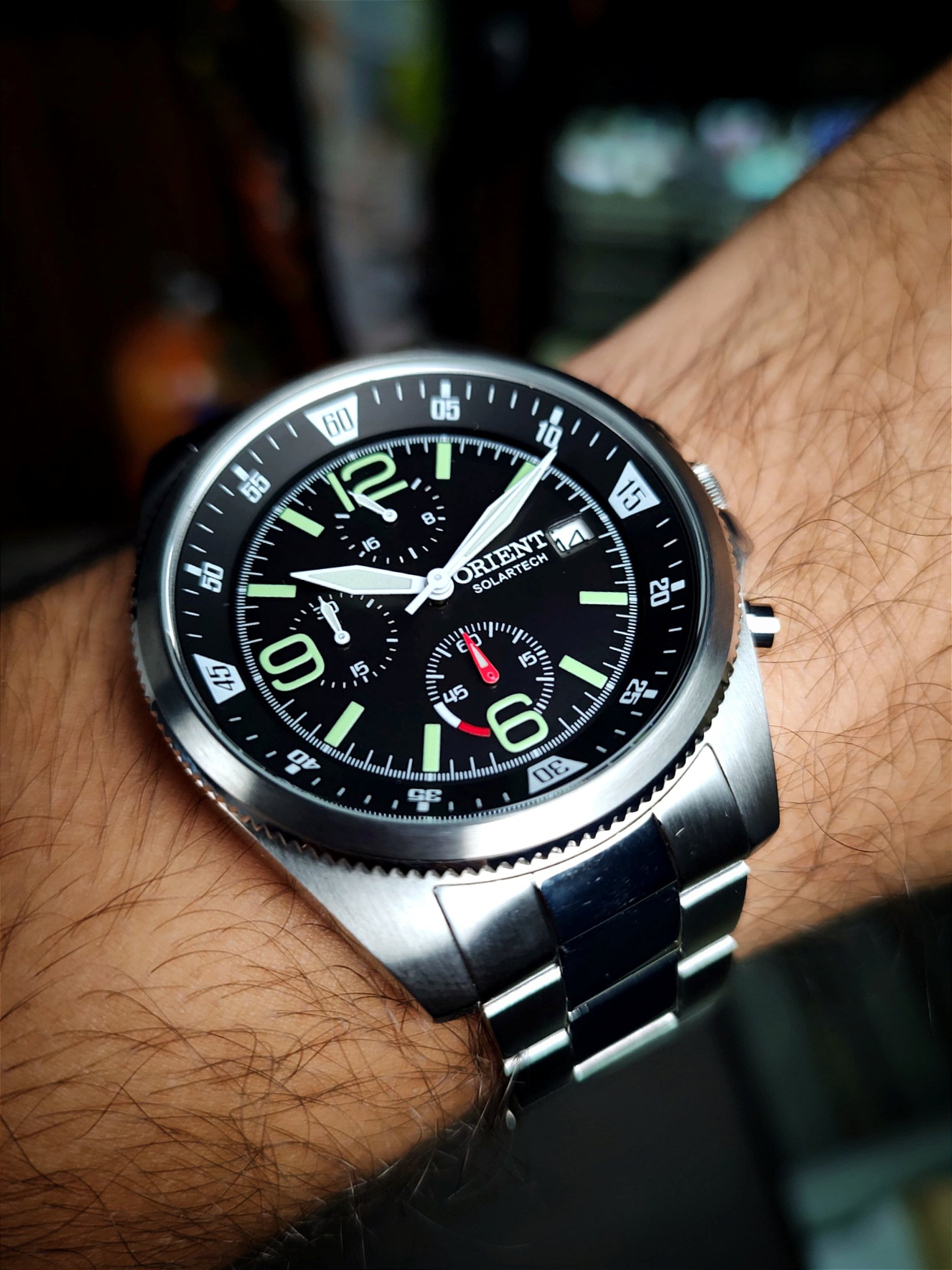 Orient MBSSC262-P2SX – Cronógrafo Solar, Aço IP Black, Estilo