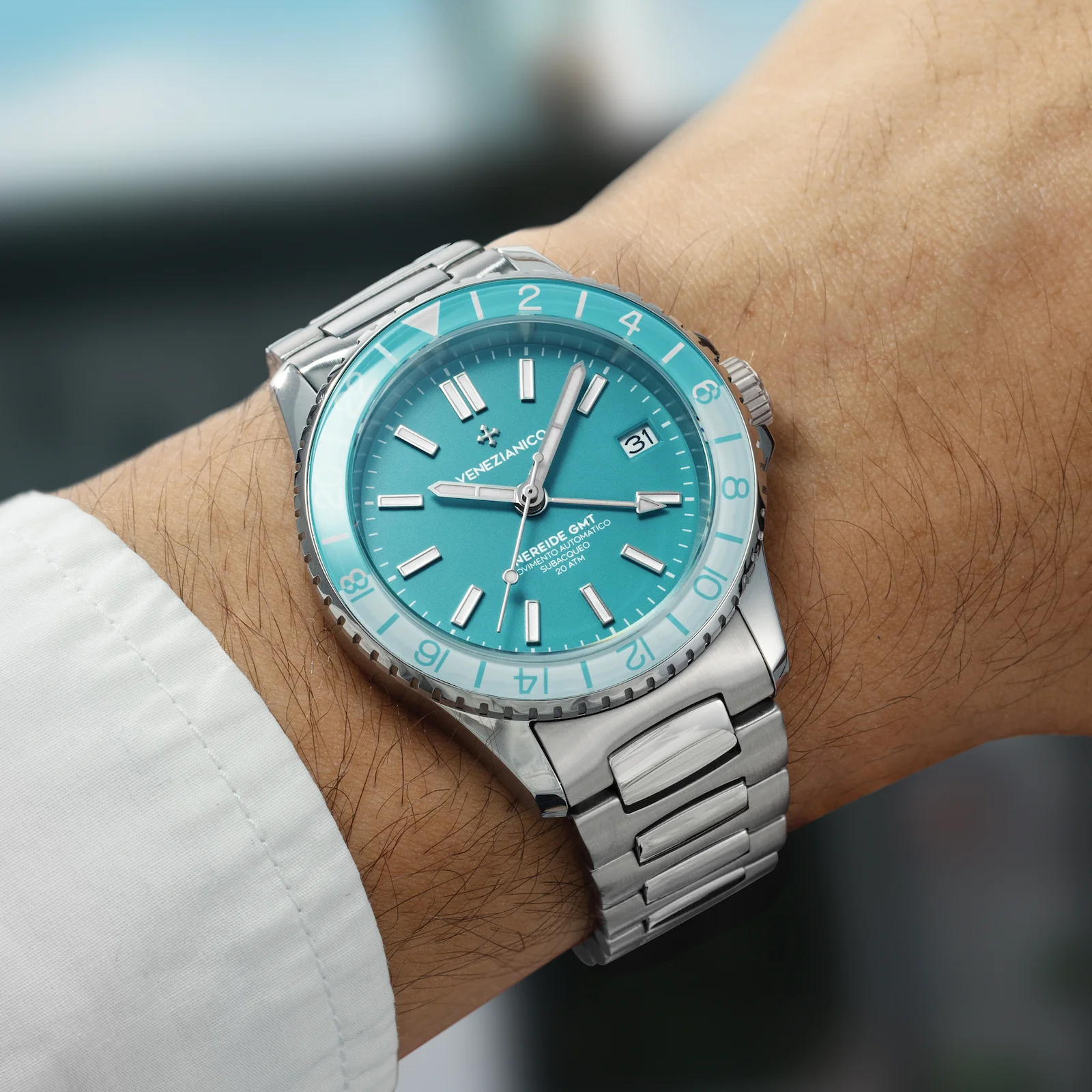 Relógio Venezianico Nereide GMT 39 Cielo Turquesa Automático 200m