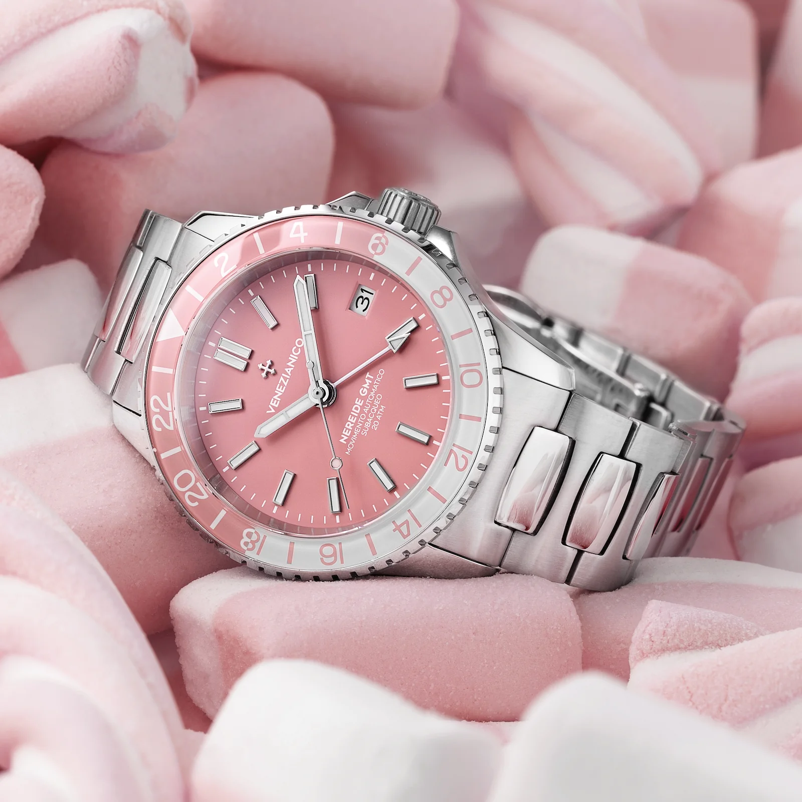 時計 VENEZIANICO NEREIDE GMT Relógio Venezianico Nereide GMT 39 Rosa Automático 200m