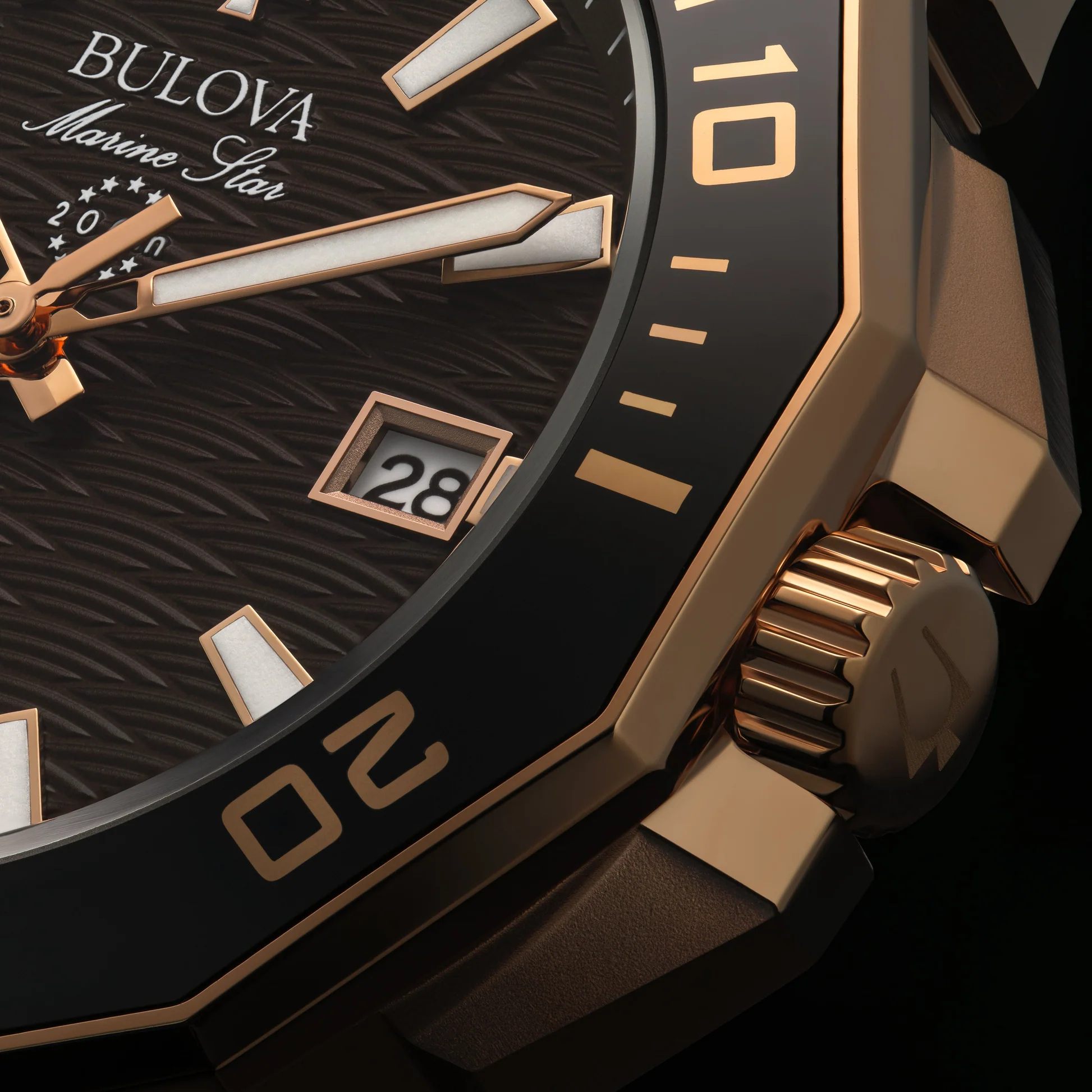 Bulova 98B421 Marine Star Precisionist Preto 200M IP Rose
