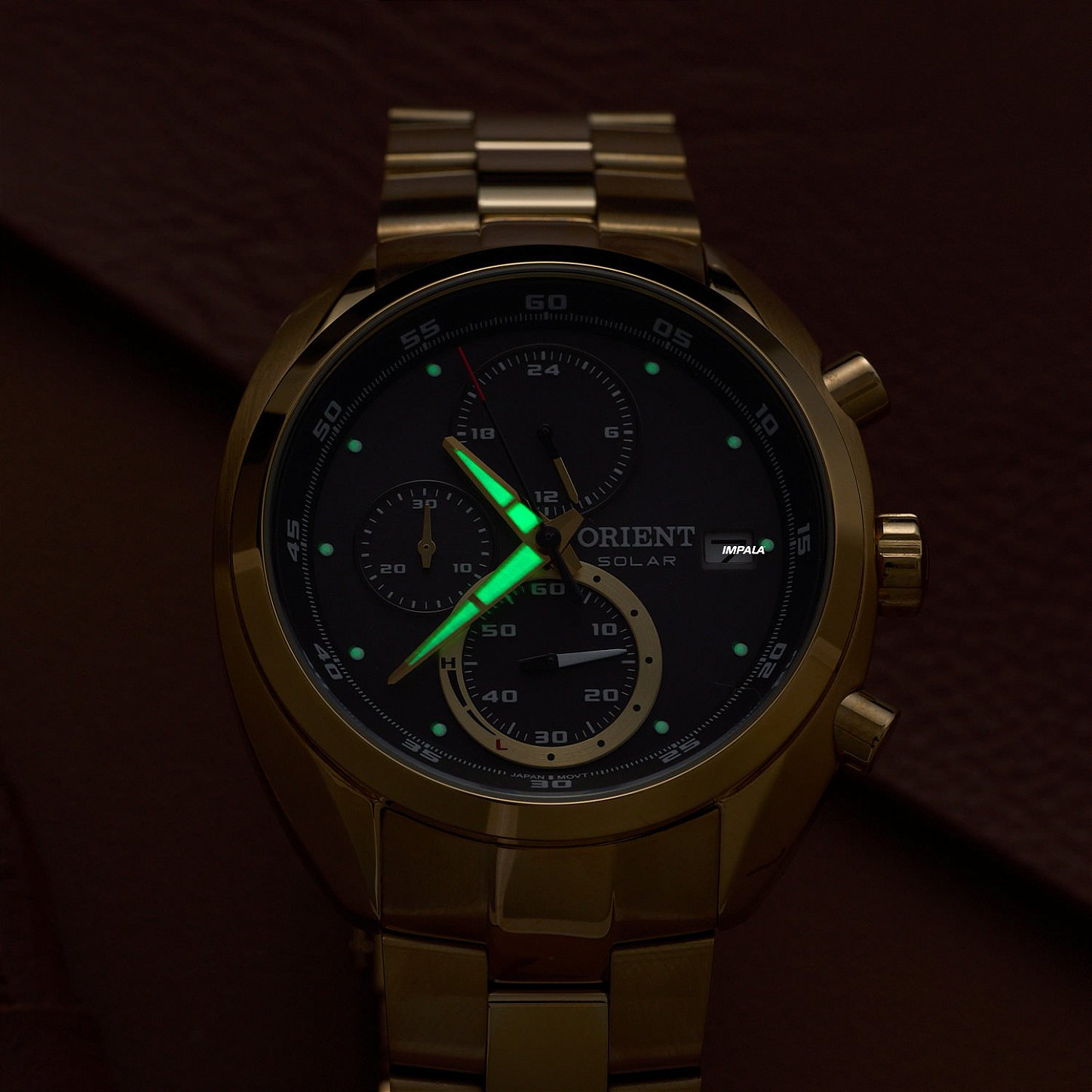 Orient MGSSC034 P1KX – Cronógrafo Solar IP Gold, Estilo Clássico