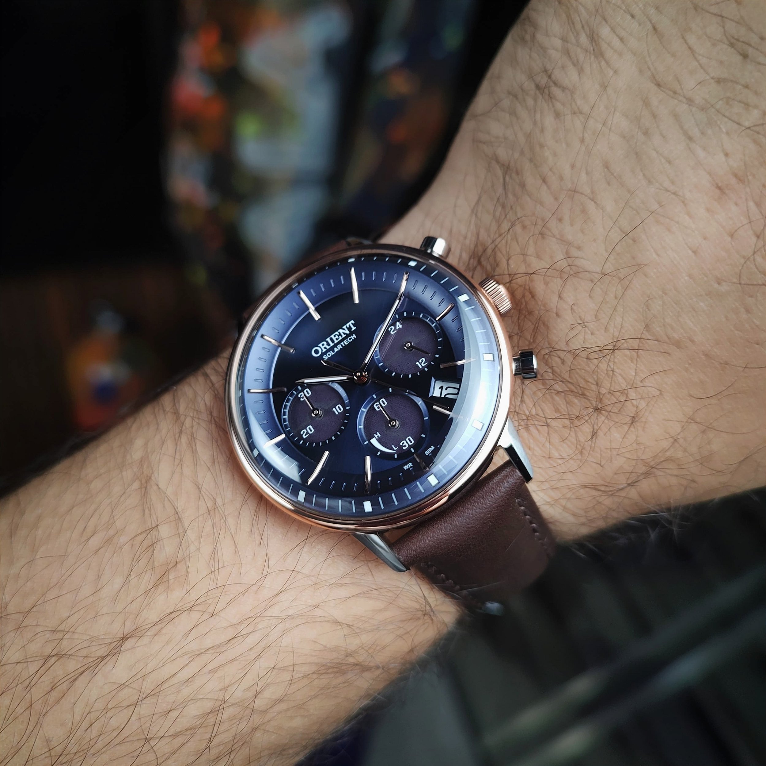 Relógio Orient Solartech Cronógrafo Neo Vintage MTSCC050