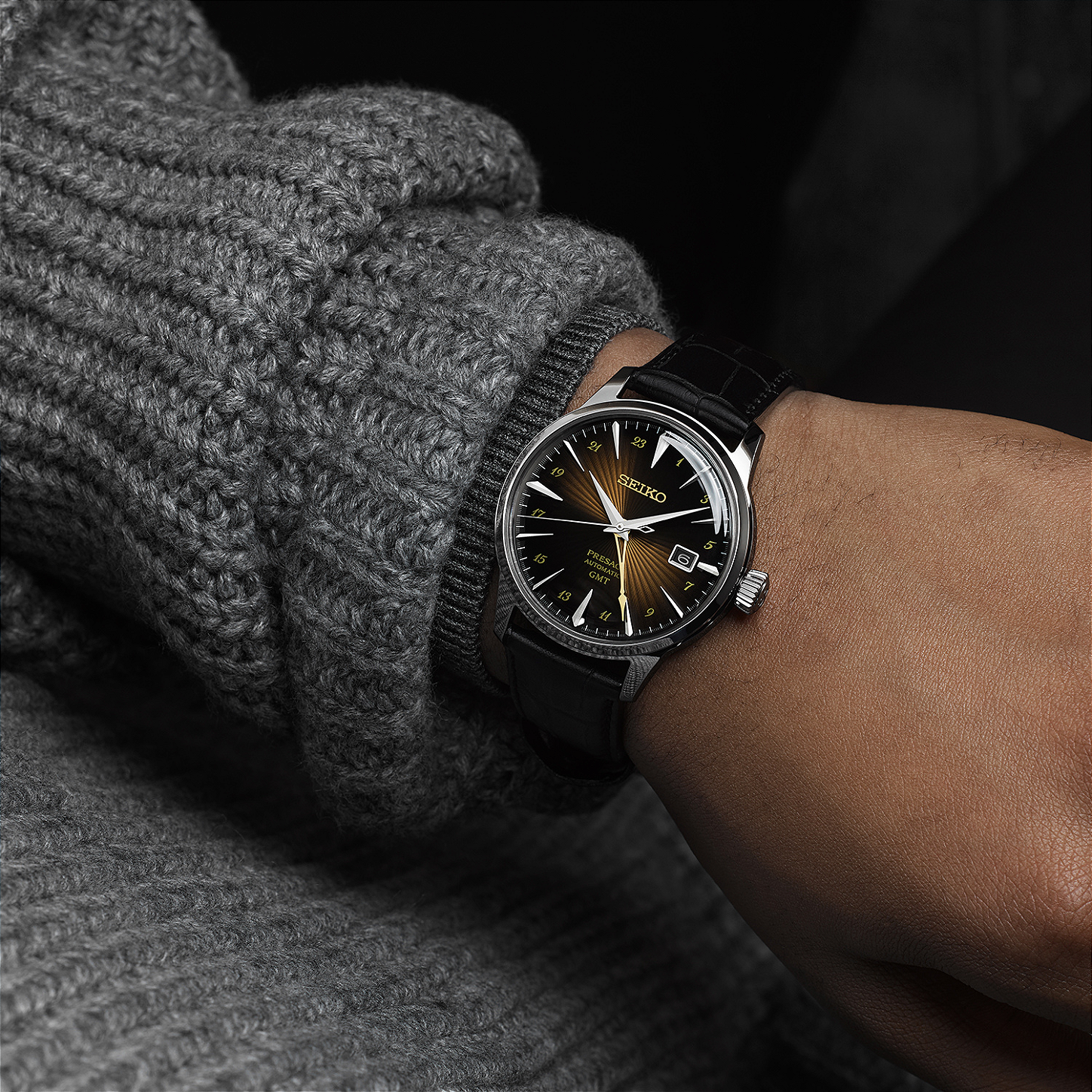 Seiko Presage SSK039 Cocktail Time GMT Marrom 40.5mm - Relojoaria