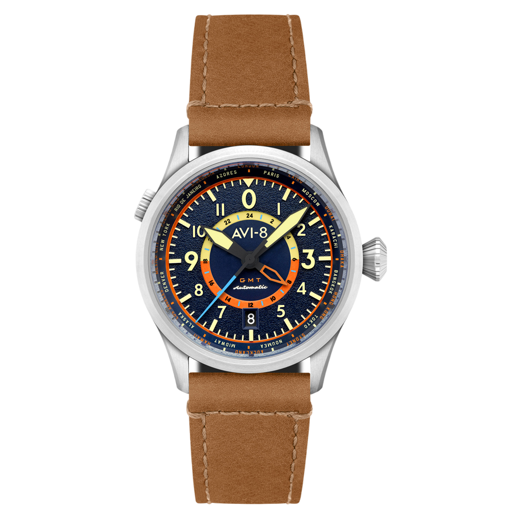 AVI-8 Flyboy Wingman Worldtimer GMT Automatico Uomo – 41 Mm, Pelle, Garanzia 2 Anni - 2