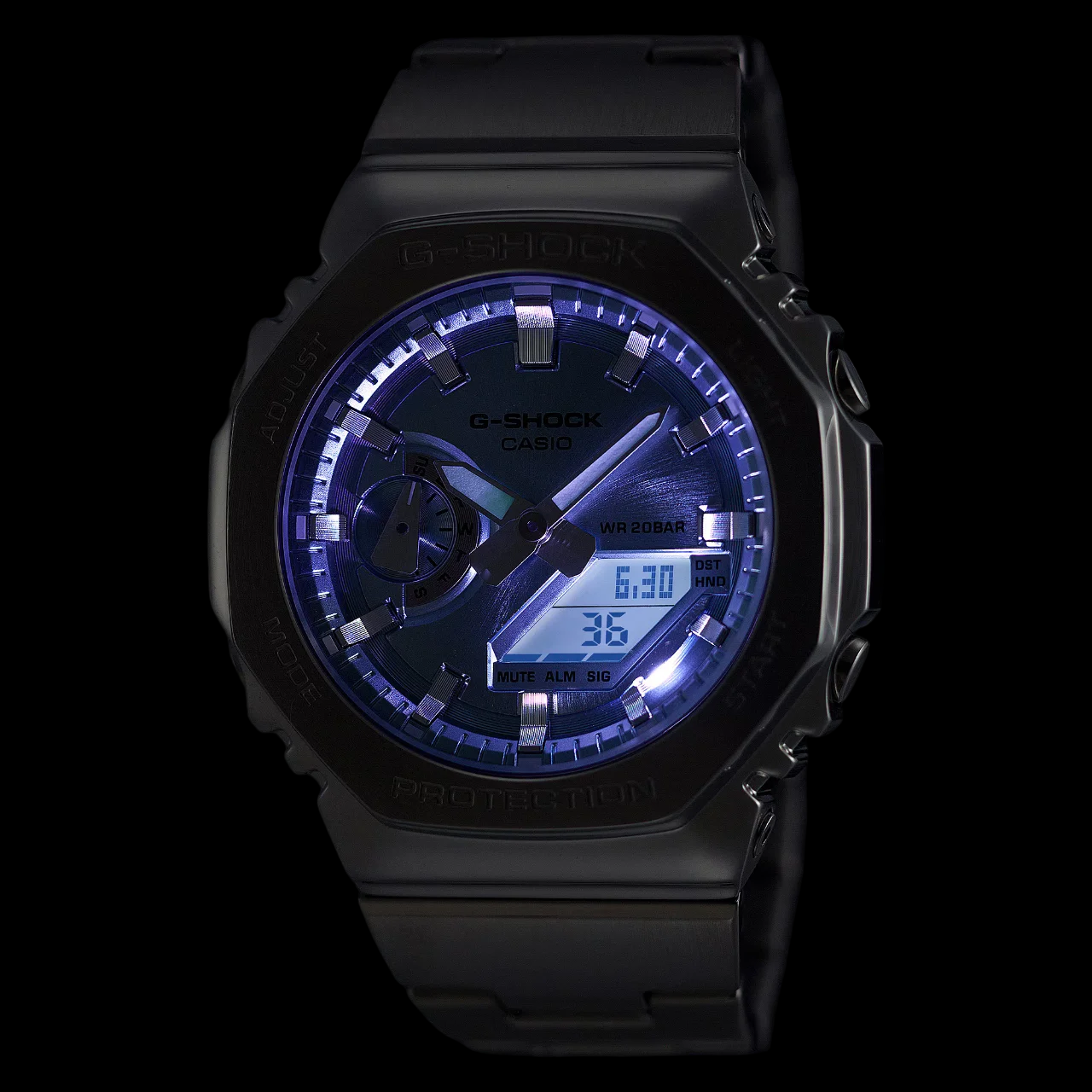 G-SHOCK GM-2110D-2BDR Aço Inoxidável, LED Duplo e 200m de