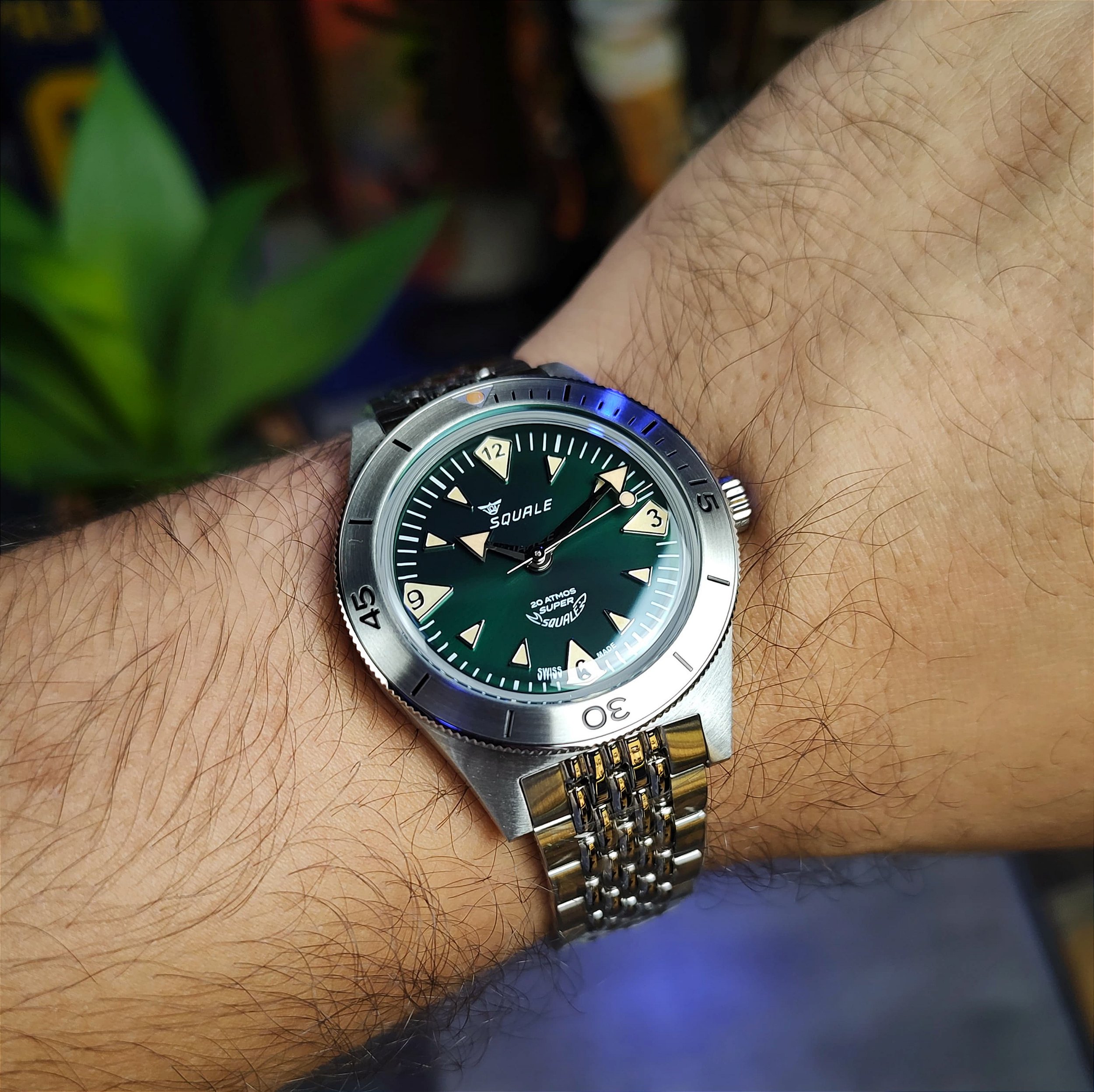 Relógio Super Squale SUPERSSAGR.AC Automático 200m Verde Aço