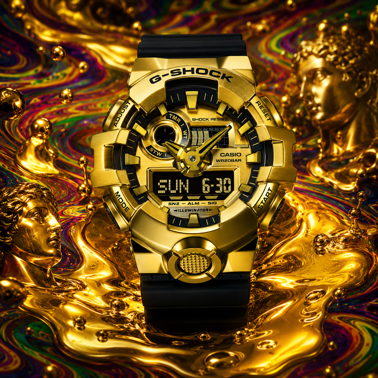 G-Shock GM-700G-9ADR Dourado Analógico-Digital - Relojoaria Impala