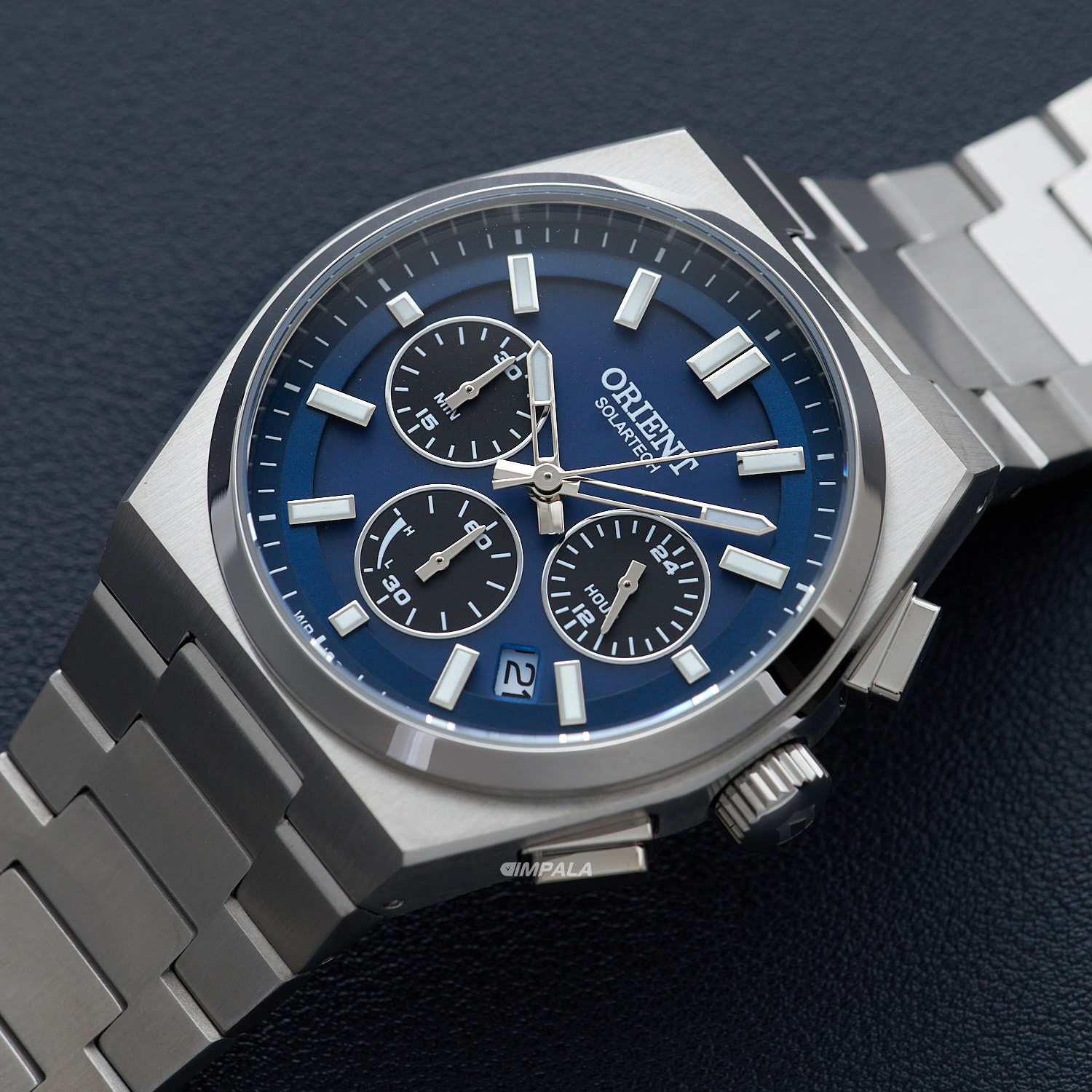 Orient Solartech Cronógrafo MBSSC274 D1SX Azul 43mm - Relojoaria