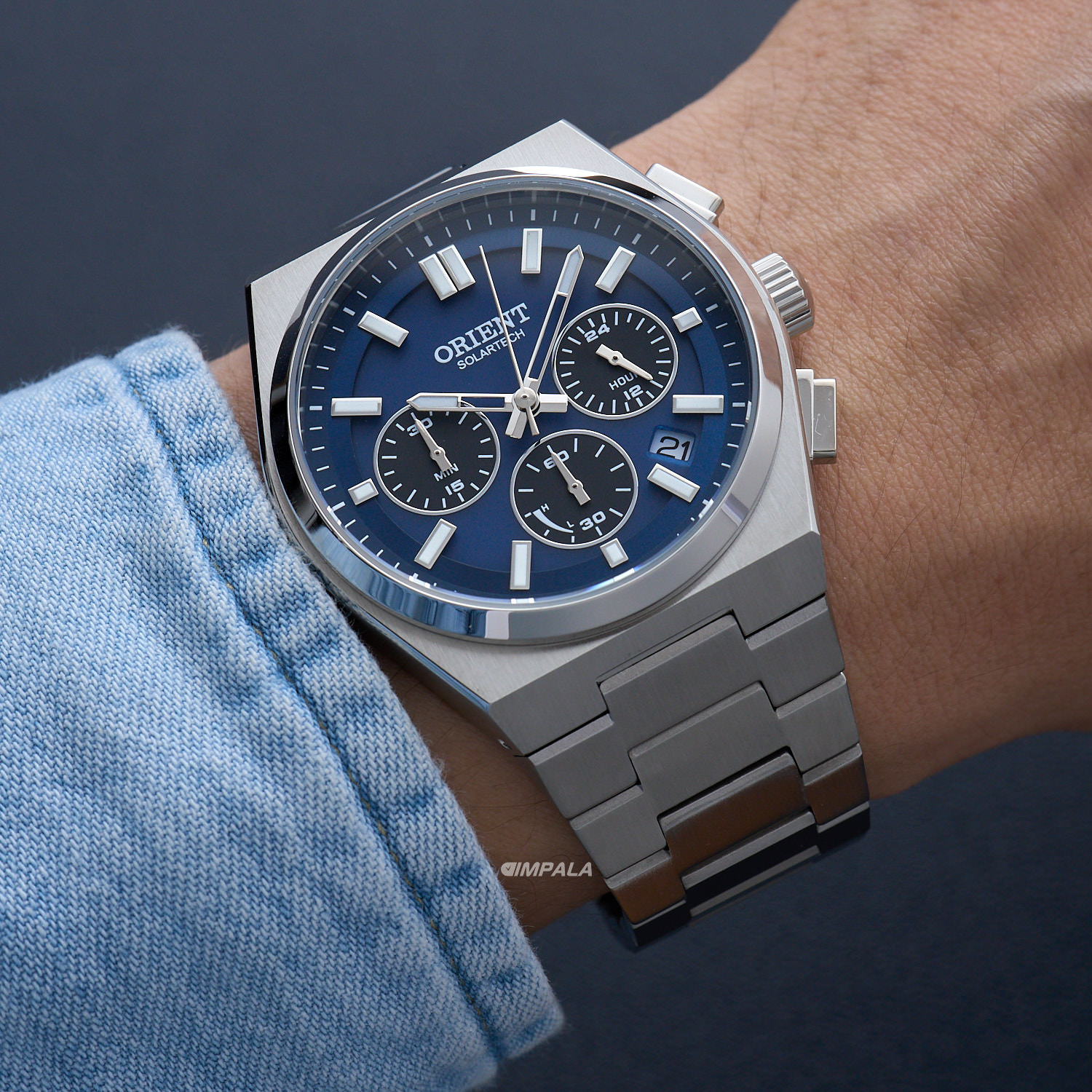 Orient Solartech Cronógrafo MBSSC274 D1SX Azul 43mm - Relojoaria