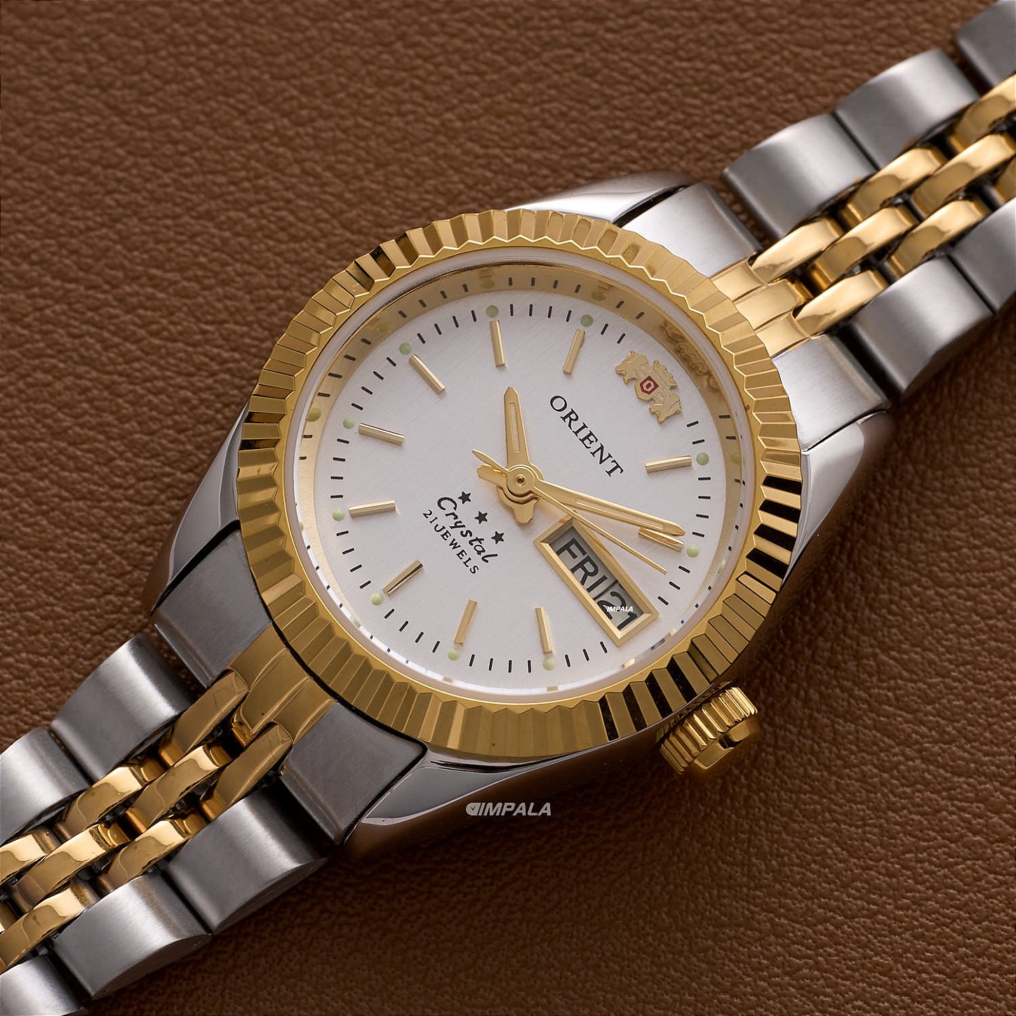 Orient 3 Stars Automático Feminino 559EB3NH Prata IP Gold