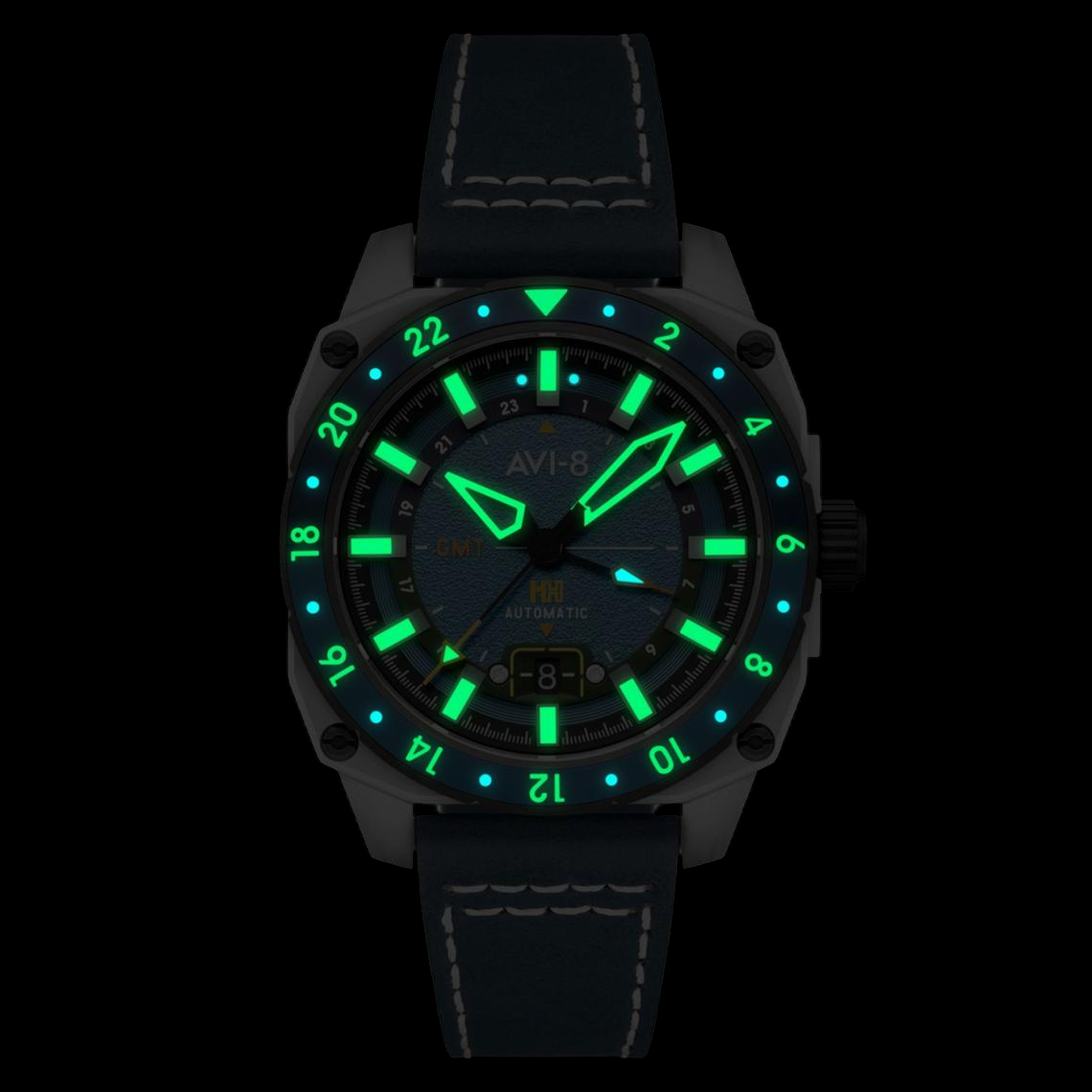 Relógio Hawker Hunter Atlas GMT AV-4122-02 Mineral e Couro